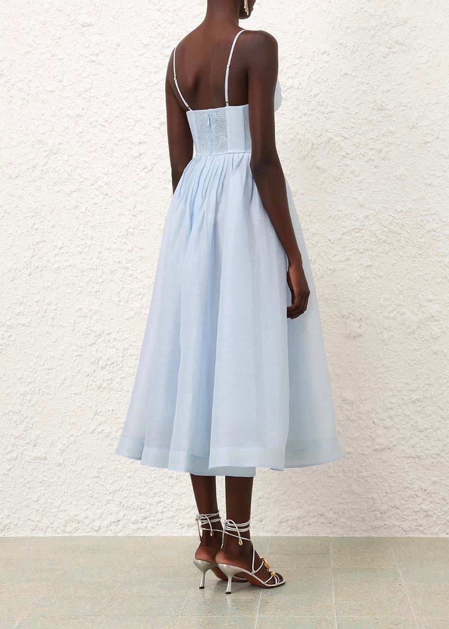 İp Askılı Mavi Midi Elbise