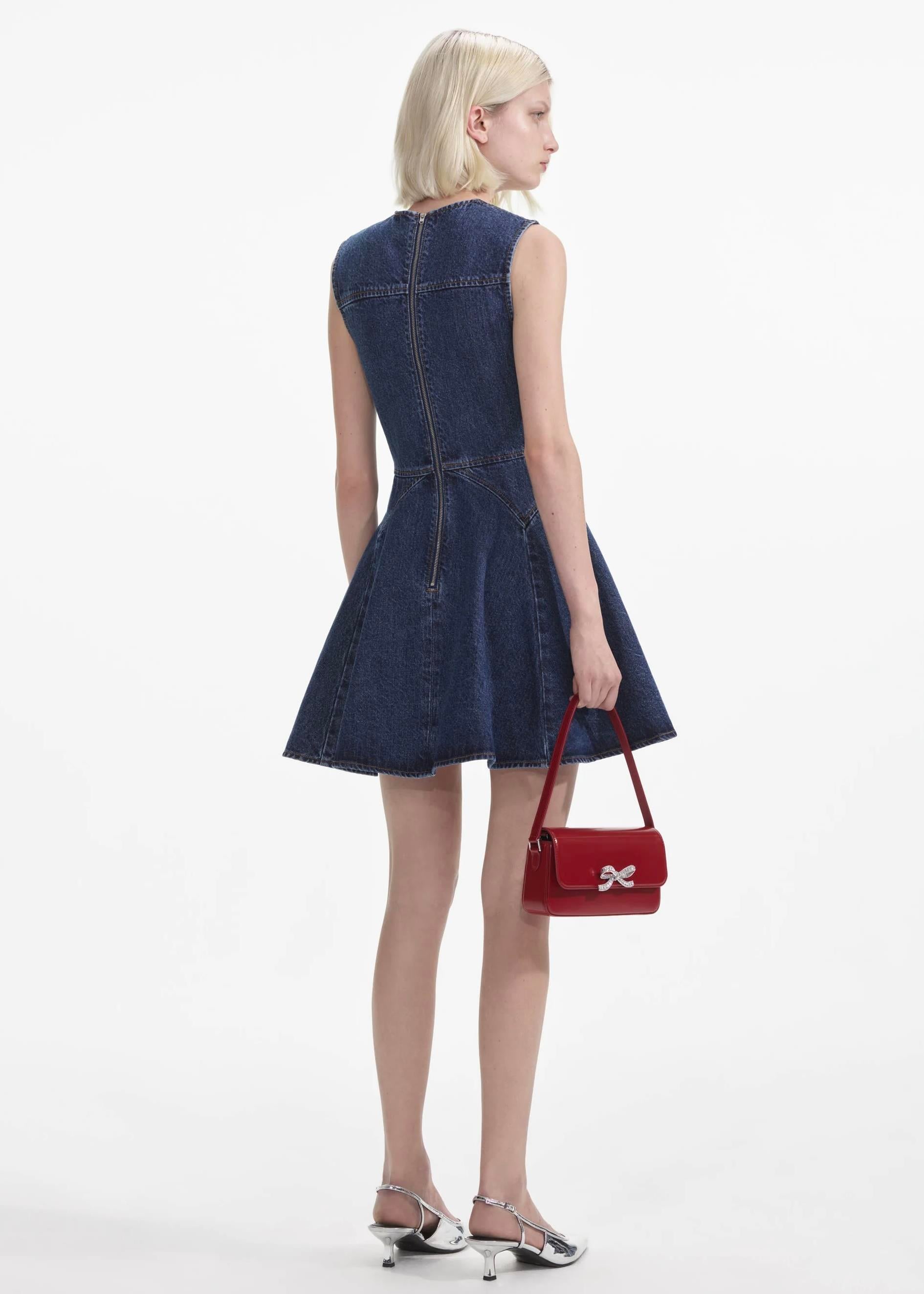 Kolsuz Denim Mini Elbise