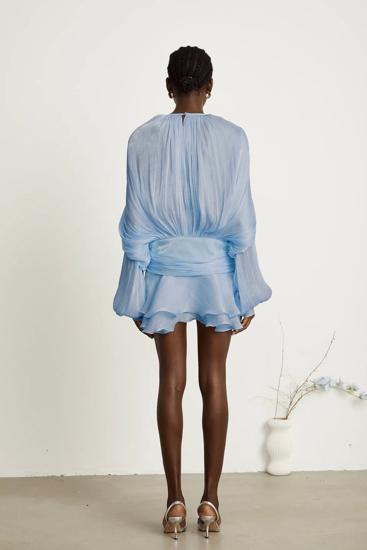 Kuşaklı Şortlu Mavi Mini Elbise