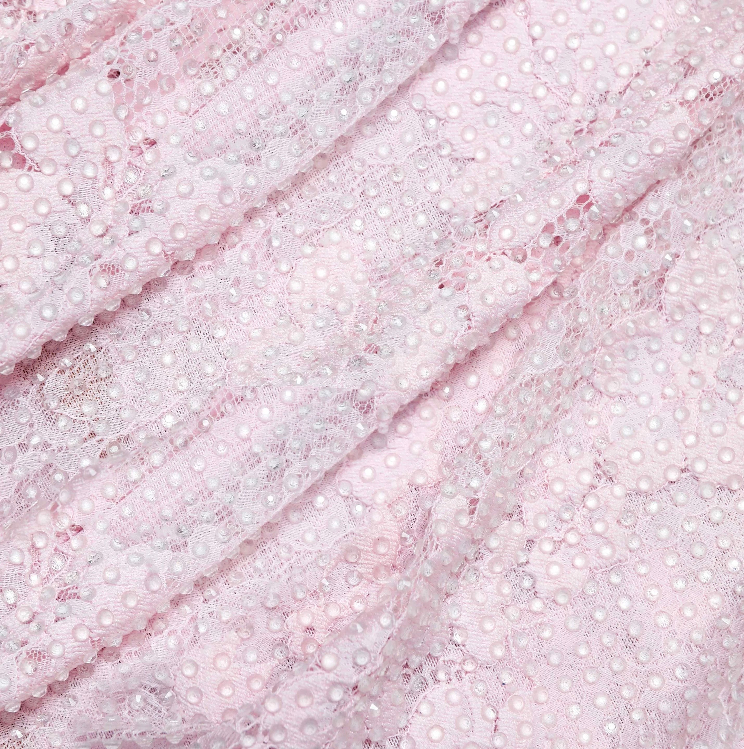 Pembe Dantel Midi Elbise