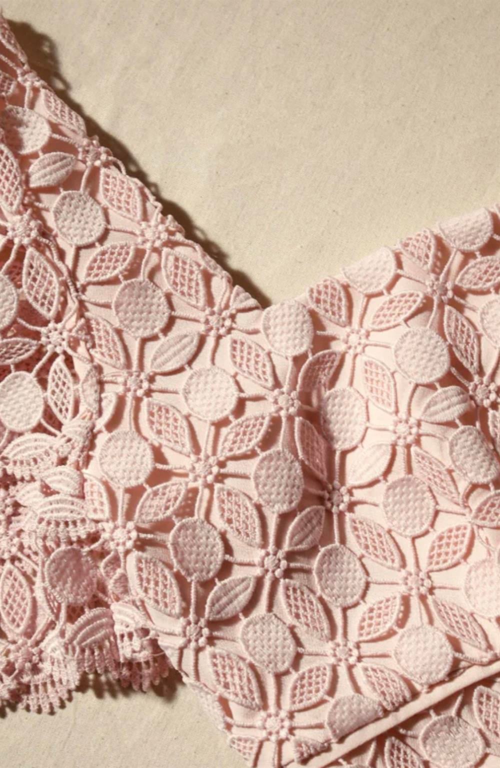 Pembe Dantel Mini Elbise