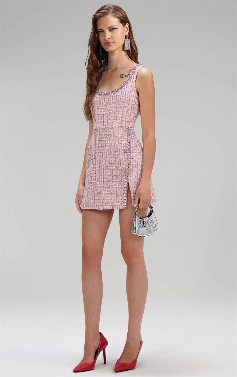 Pembe Mini Tüvid Elbise