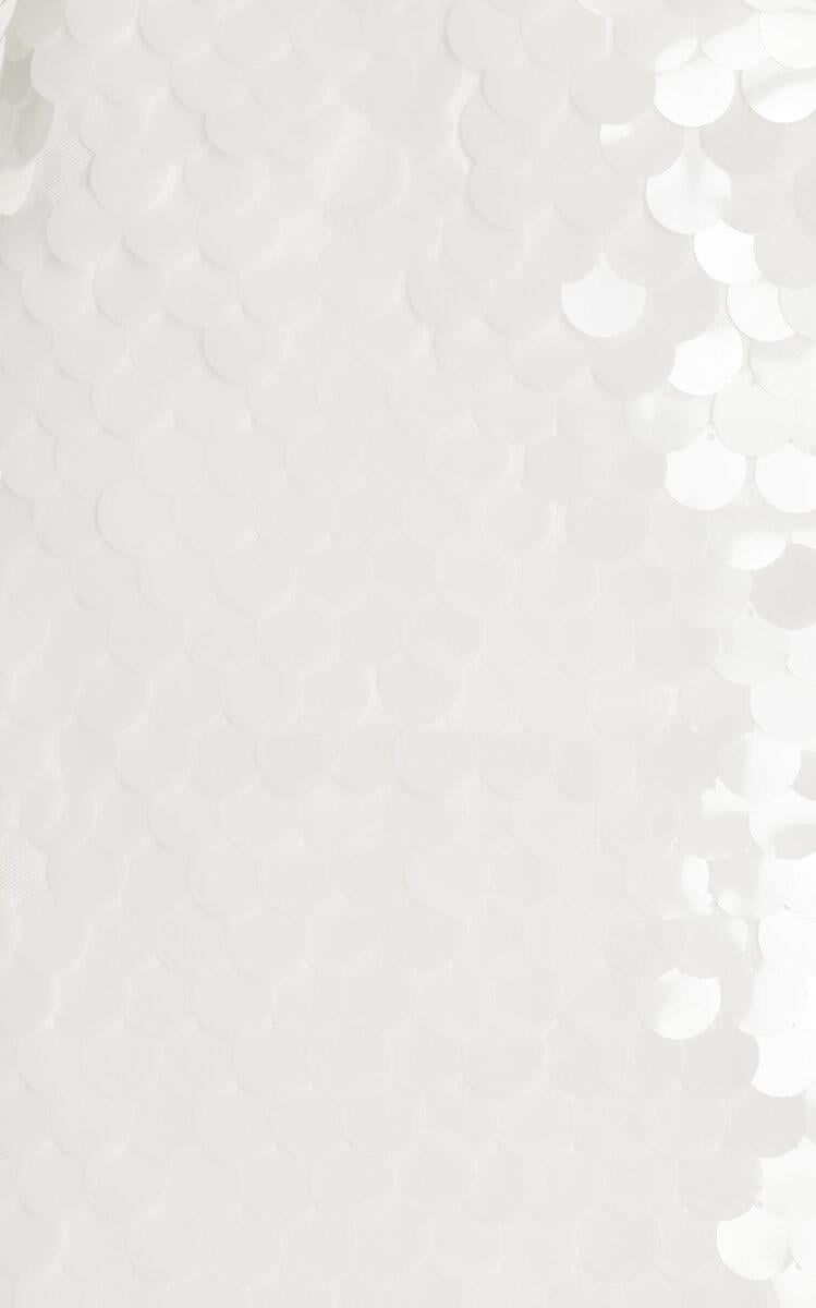 Pullu Beyaz Midi Elbise