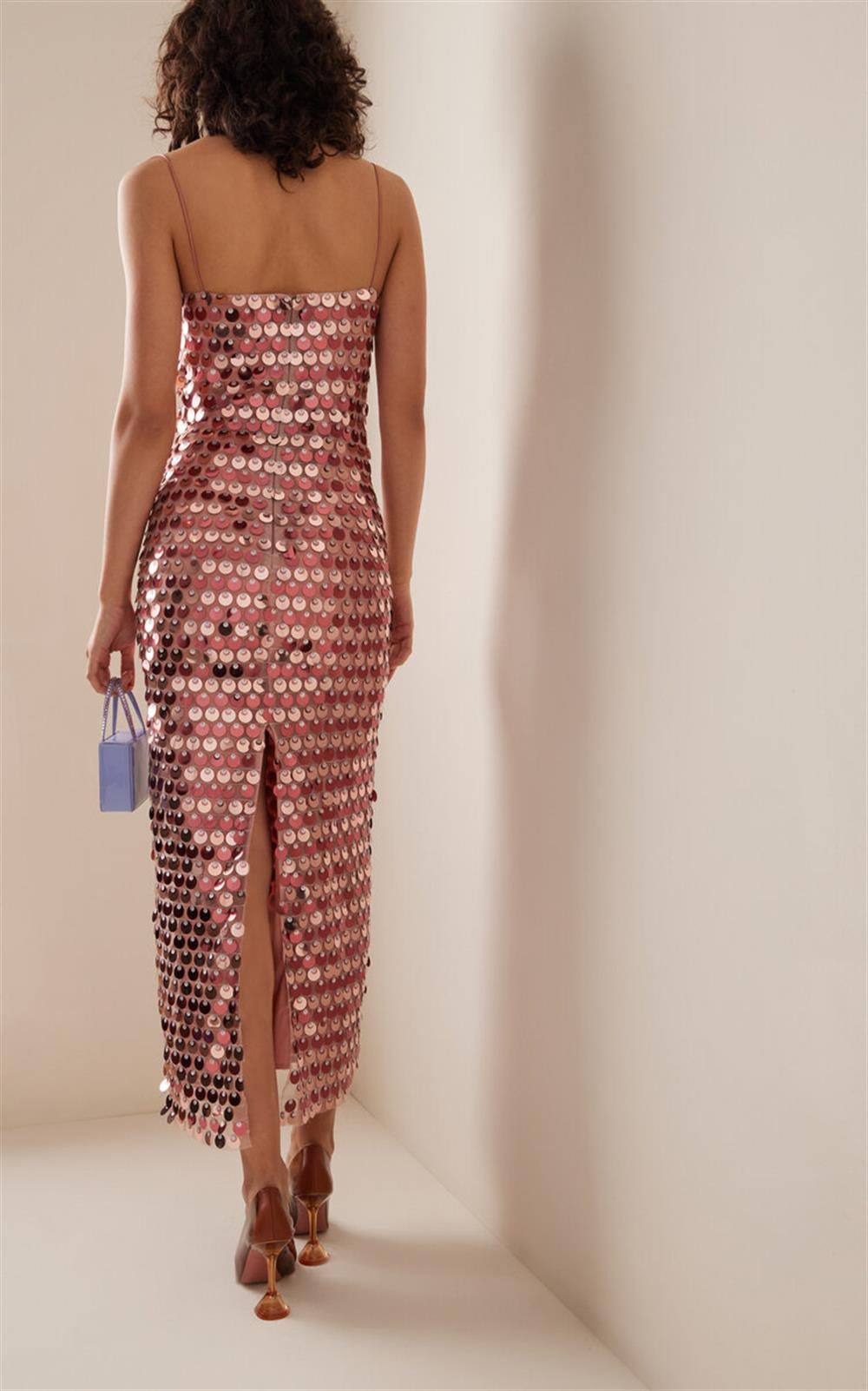 Pullu Pembe Midi Elbise