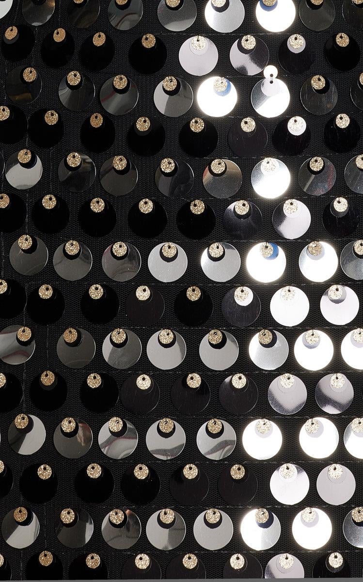 Pullu Siyah Midi Elbise