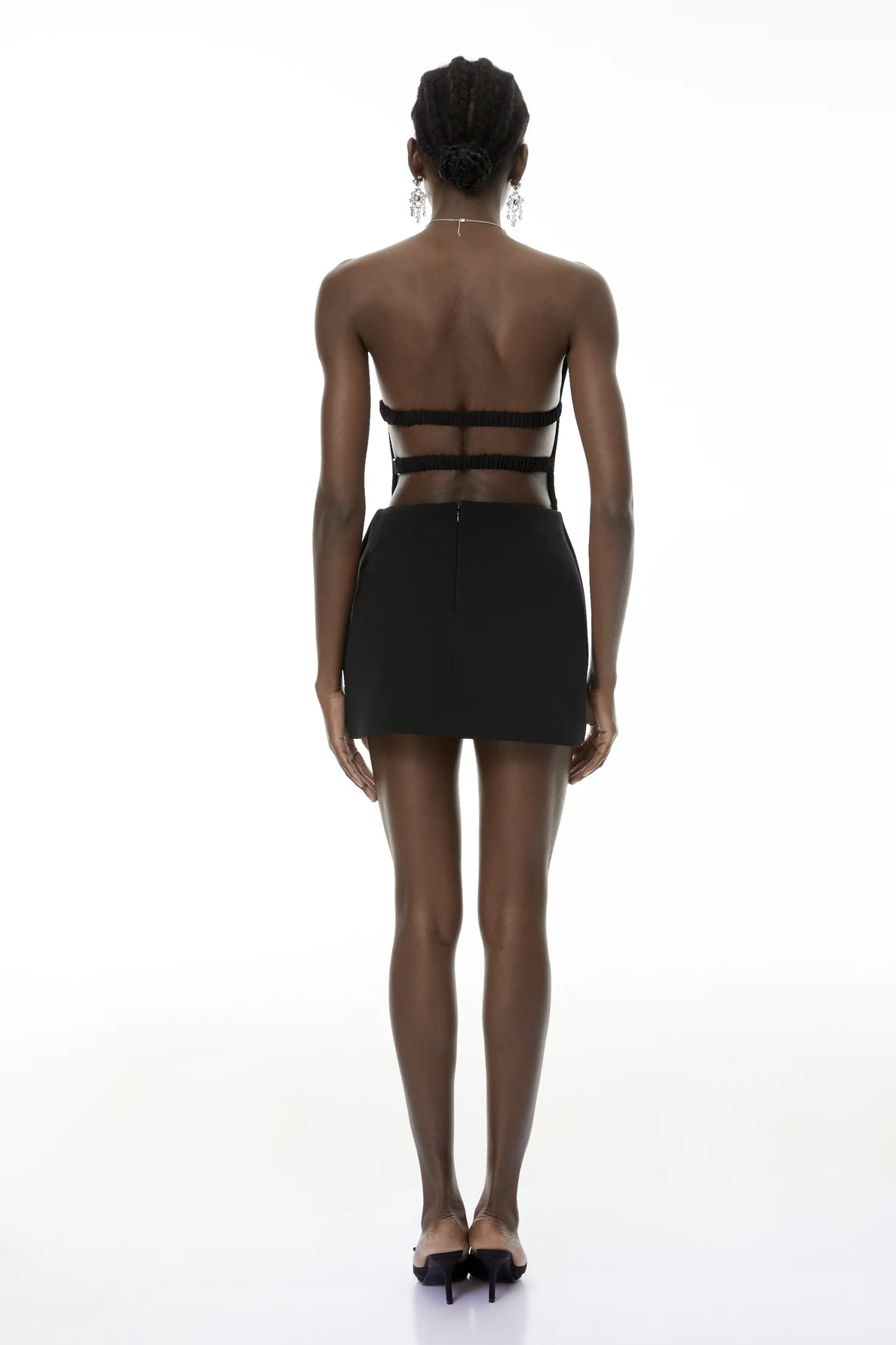 Sırt Dekolteli Siyah Mini Elbise