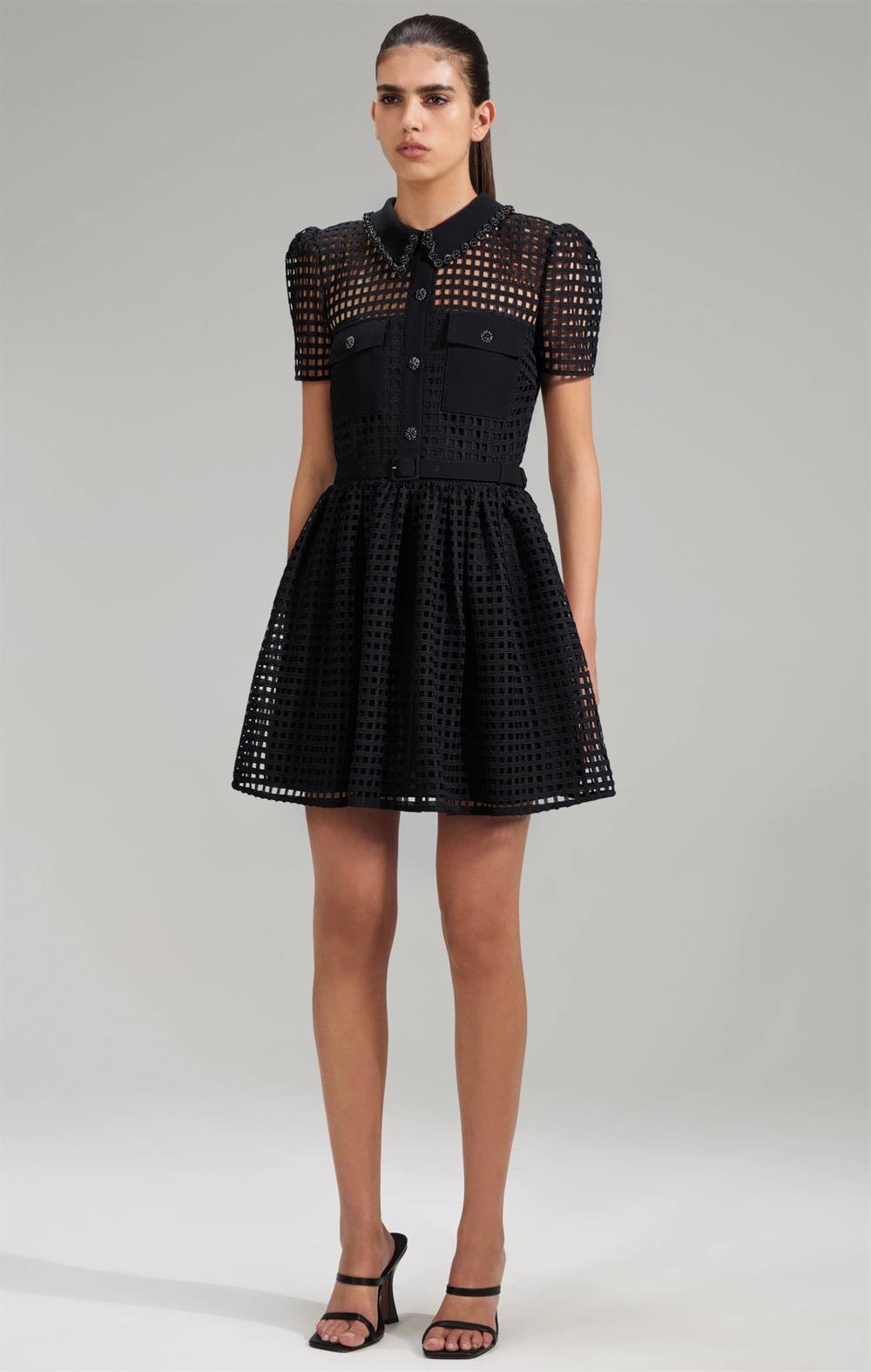 Siyah Dantel Mini Elbise
