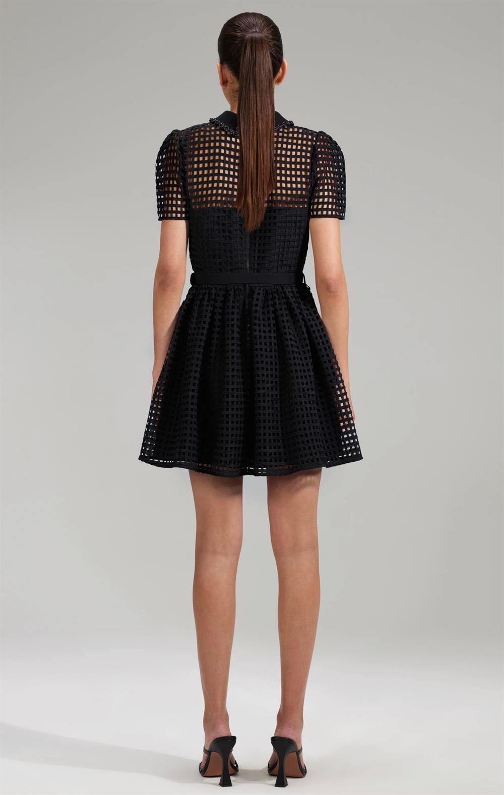 Siyah Dantel Mini Elbise