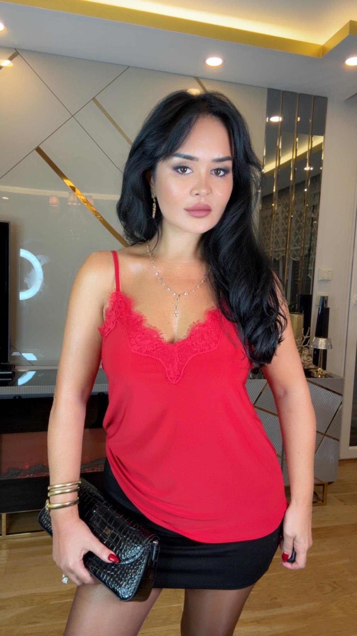 2547   Kırmızı   İp Askılı  Bluz2547