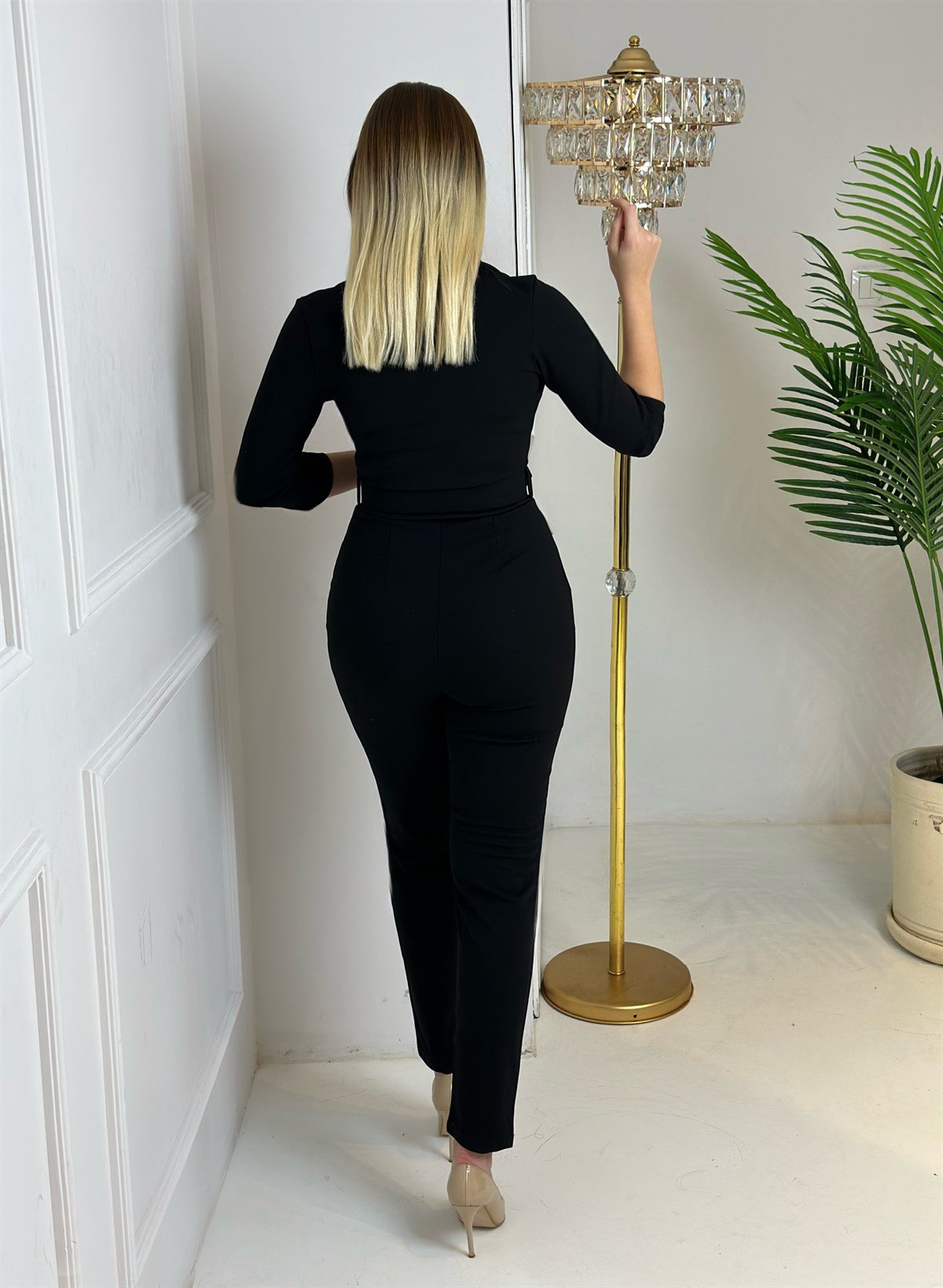 3134 Kemerli siyah  tulumHbllölm