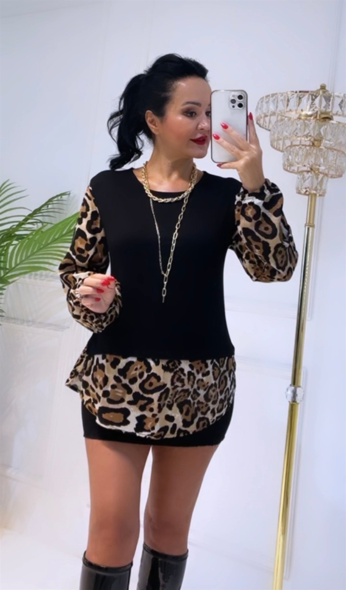 3622 etek ucu ve kolları leopar bluzJckemdk