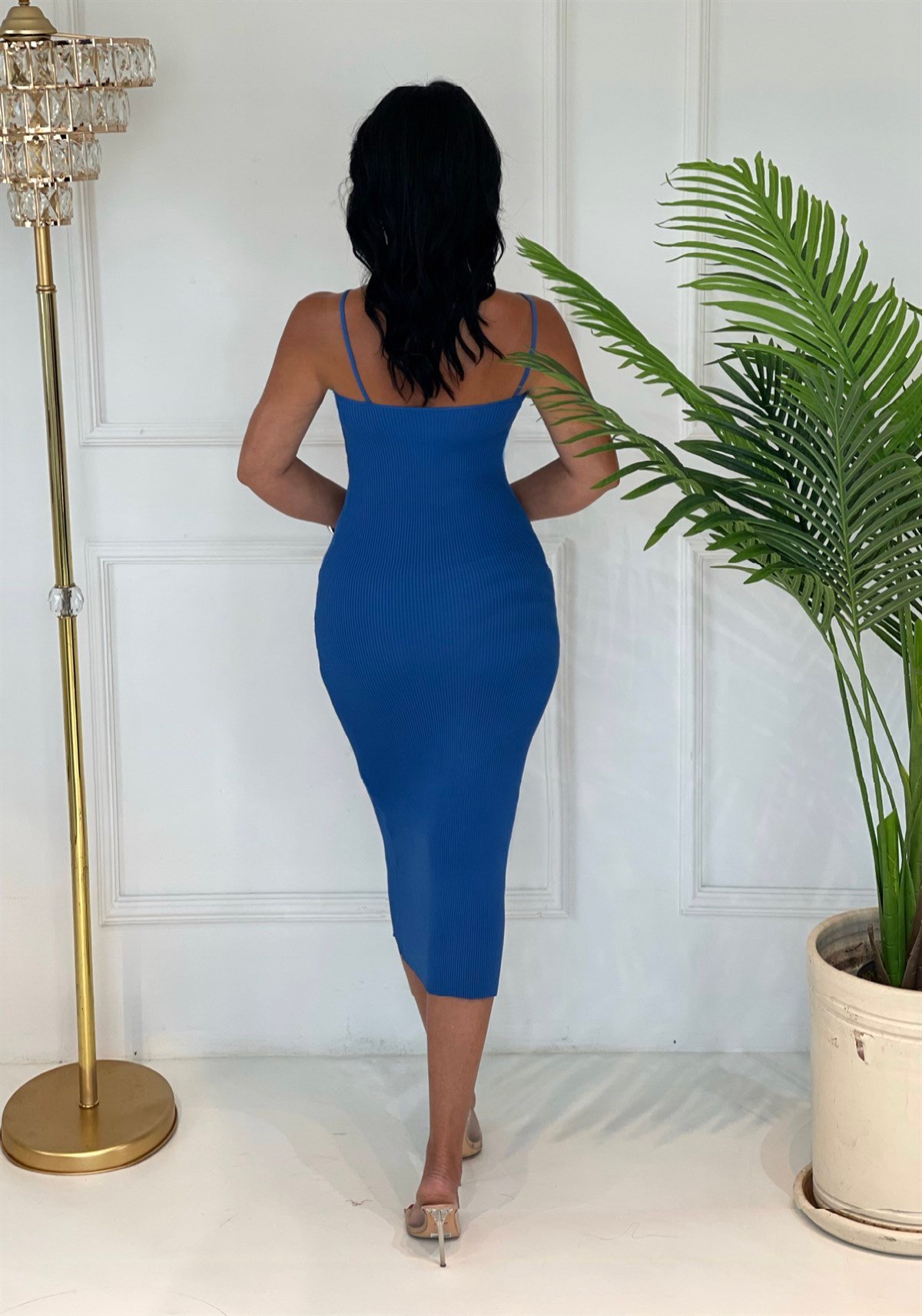 3644 ip askılı mavi triko elbiseBejshsjsjs