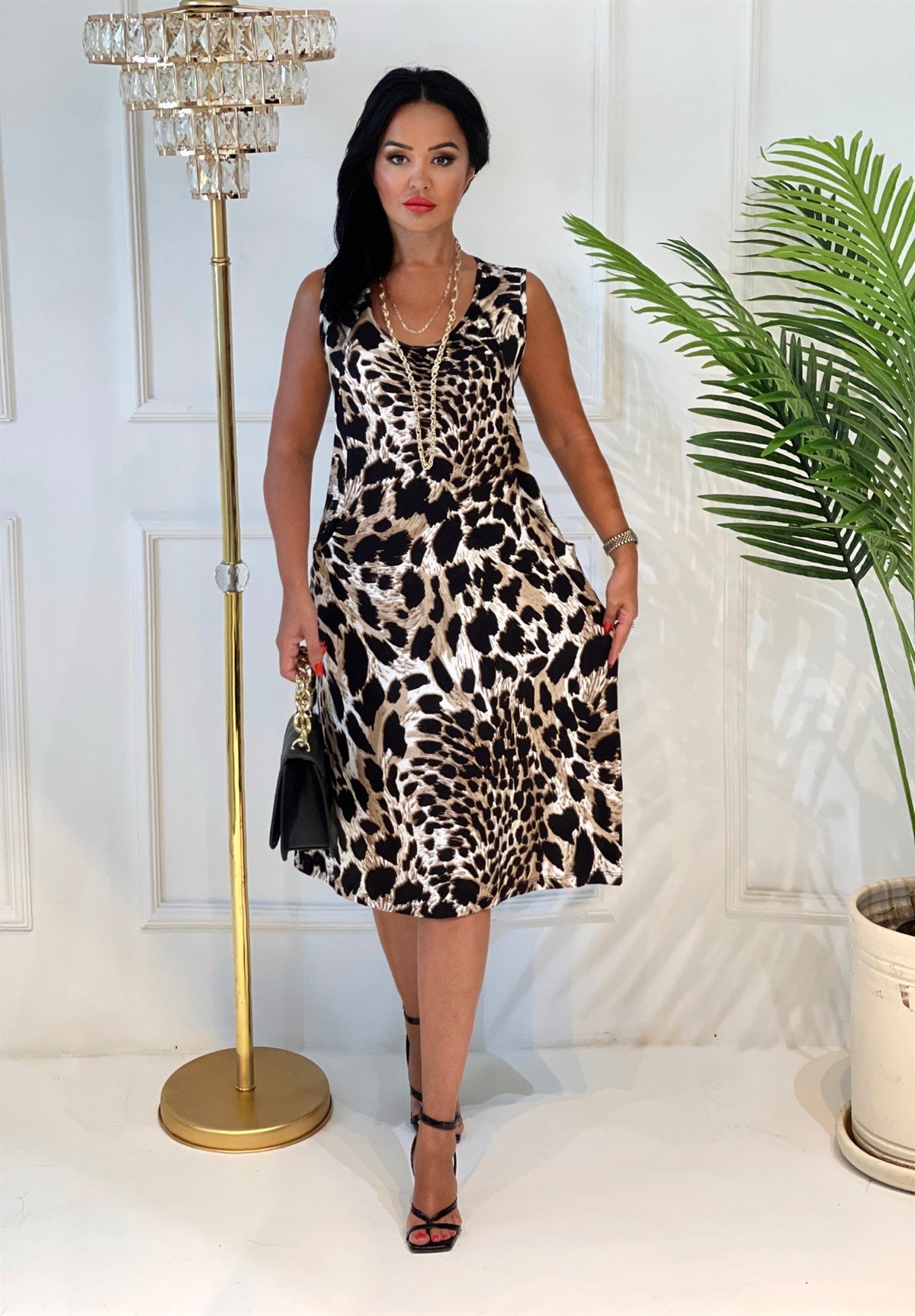 3651 leopar desenli kısa elbiseJRHURFT7RFTGFUY