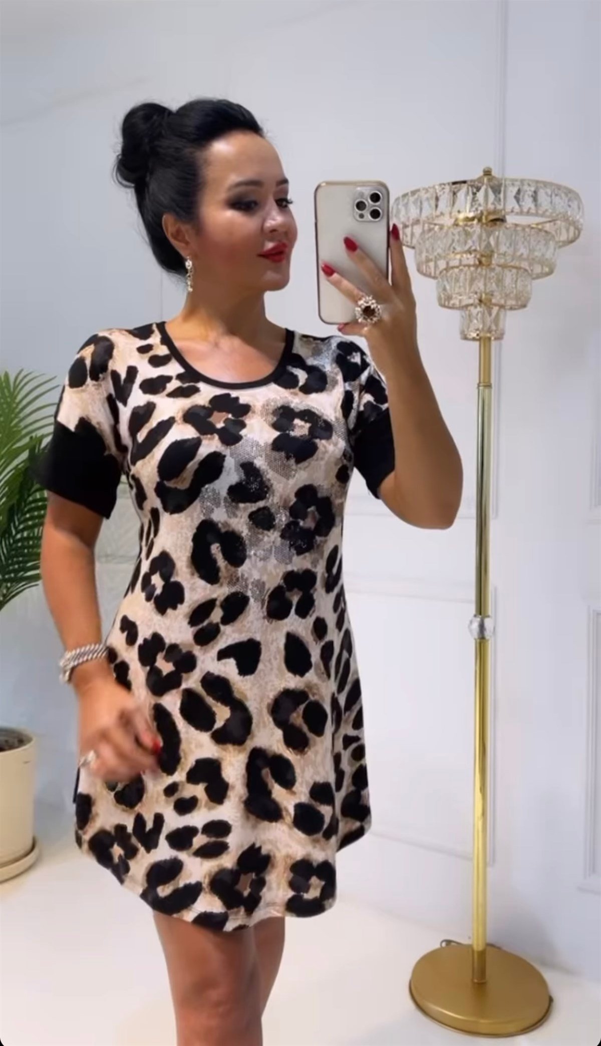 3664 leopar önü taş detaylı tunıkdef45ty54y5