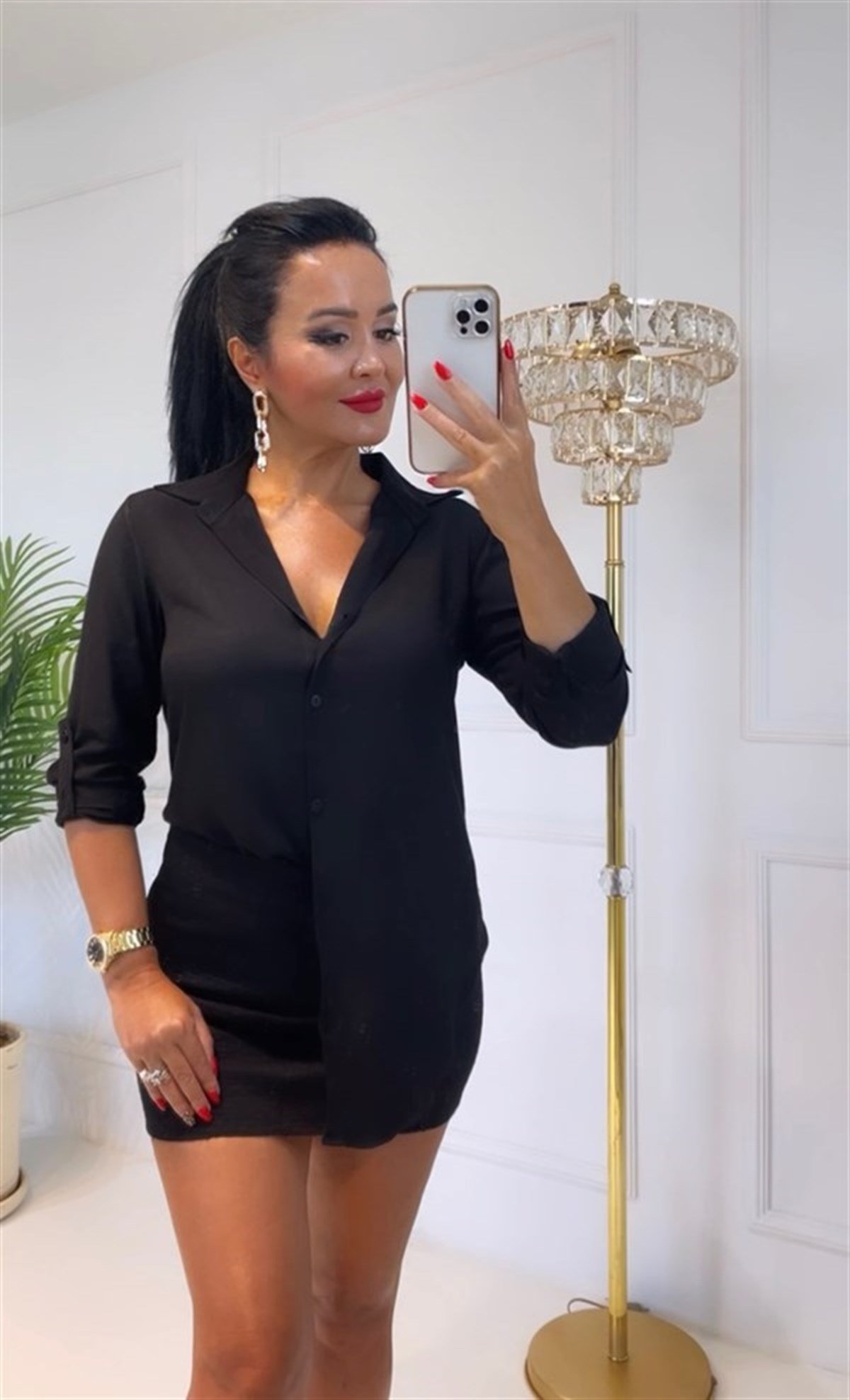 3685 siyah dokuma vıskon kumas gömlekdef45ty54y5