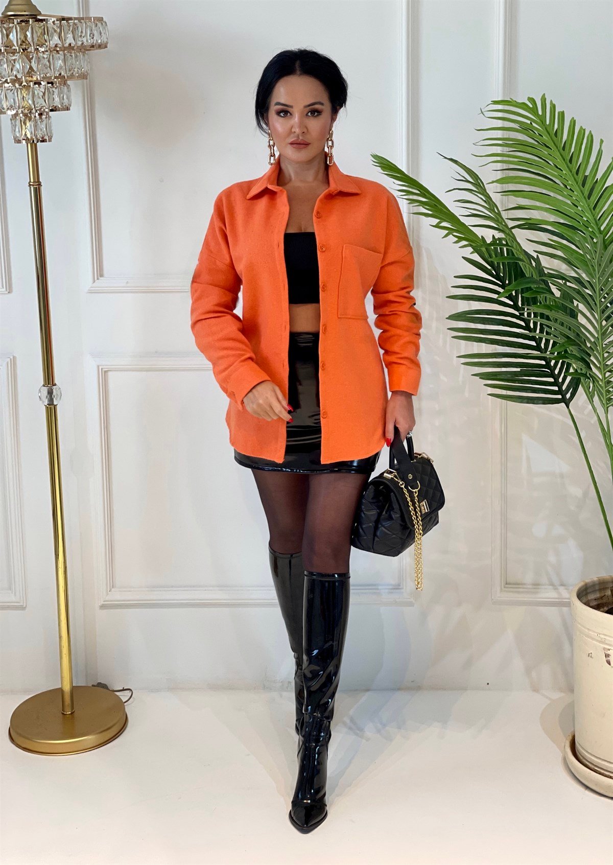 3731 TURUNCU KAŞE KUMAŞ CEKET GÖMLEKJHDUIDY78T678D