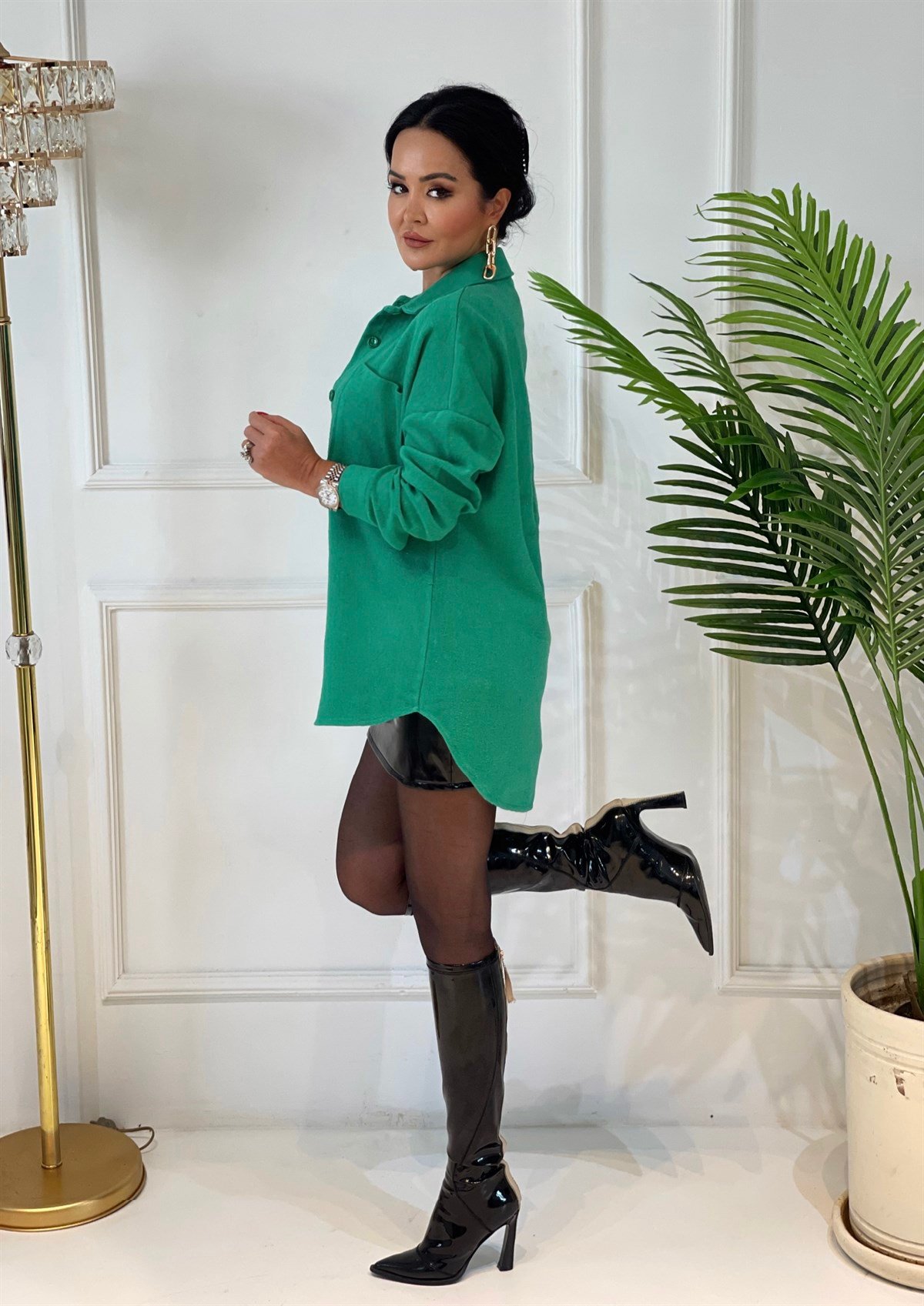 3731 Yeşil  KAŞE KUMAŞ CEKET GÖMLEKJHDUIDY78T678D