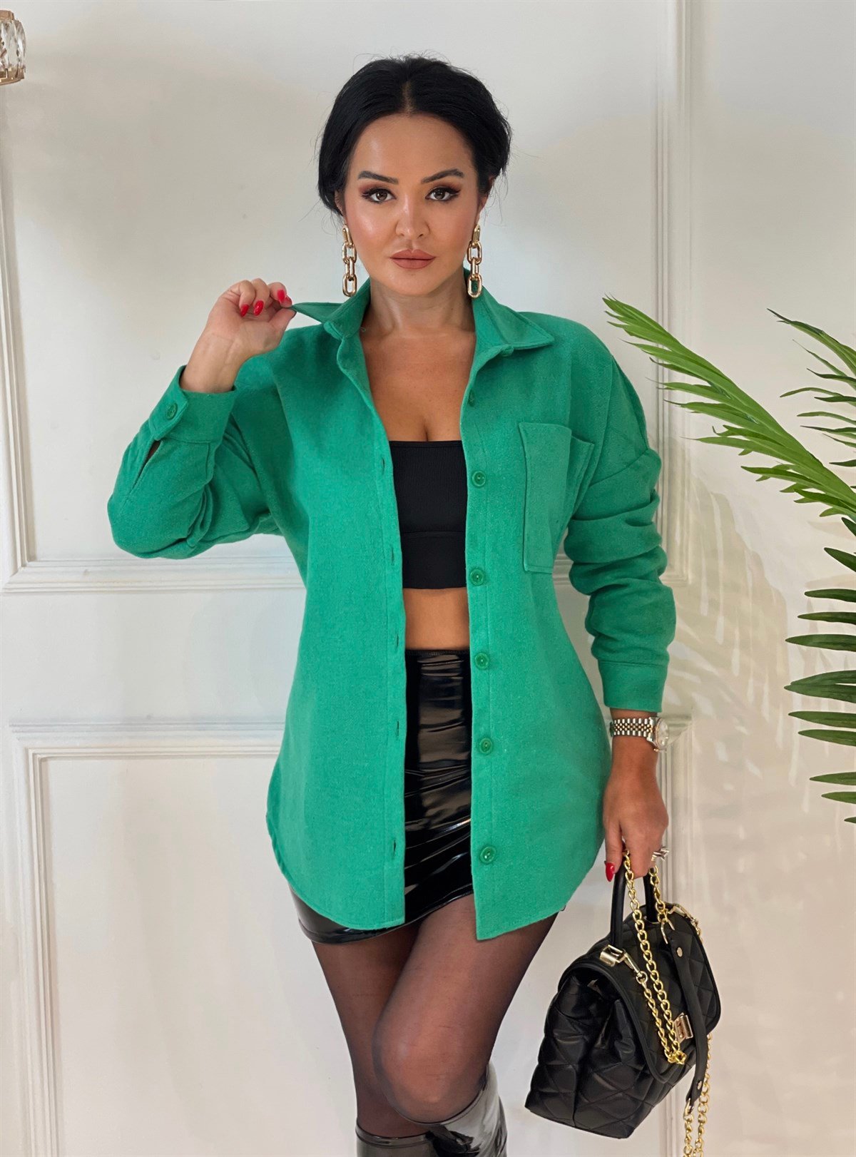 3731 Yeşil  KAŞE KUMAŞ CEKET GÖMLEKJHDUIDY78T678D