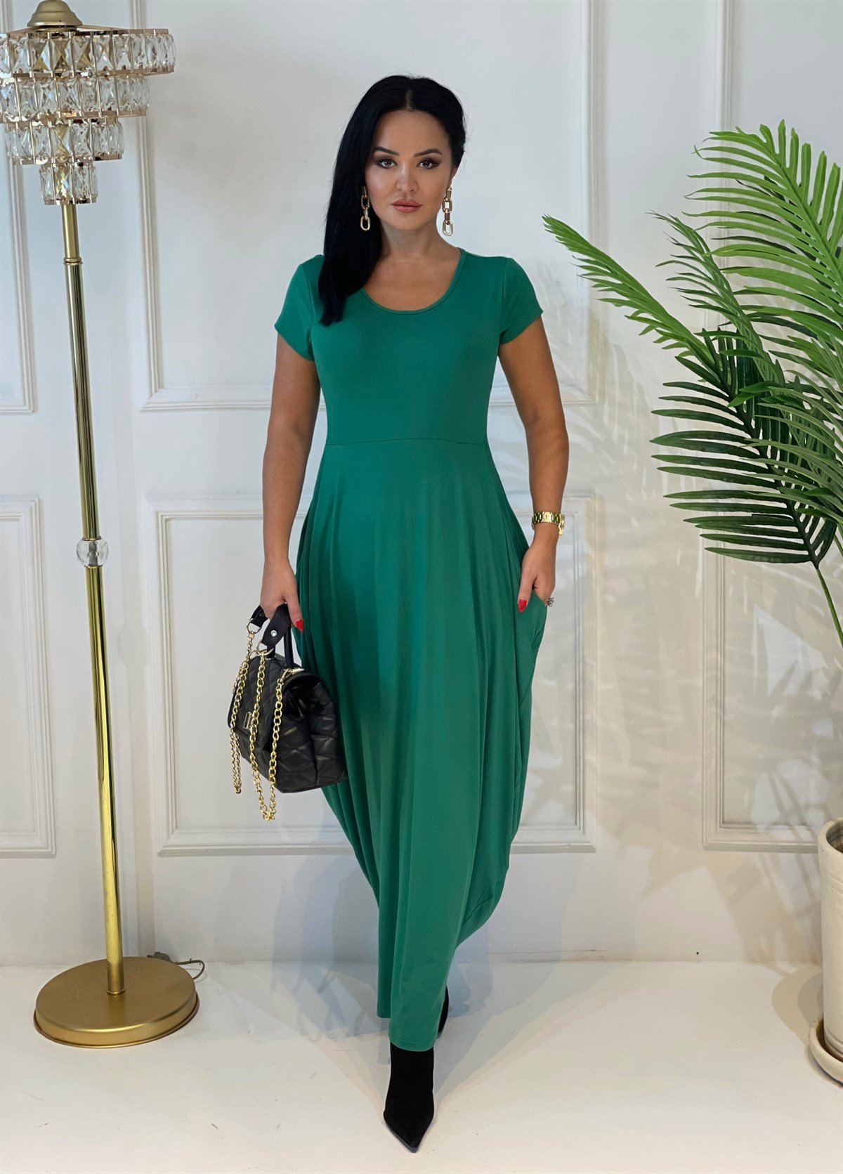 3734 cepli bisiklet yaka yeşil elbiseJRHURFT7RFTGFUY