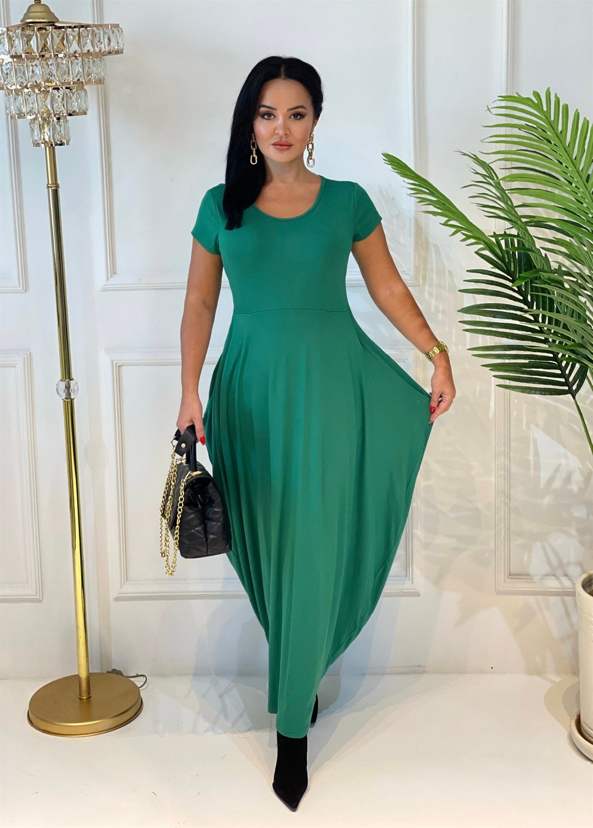 3734 cepli bisiklet yaka yeşil elbiseJRHURFT7RFTGFUY