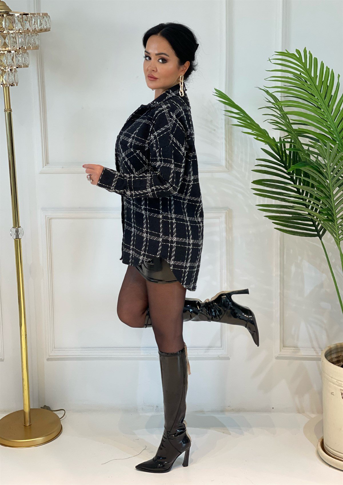 3742 siyah üzerine beyaz çizgili twit gömlekdgjjb