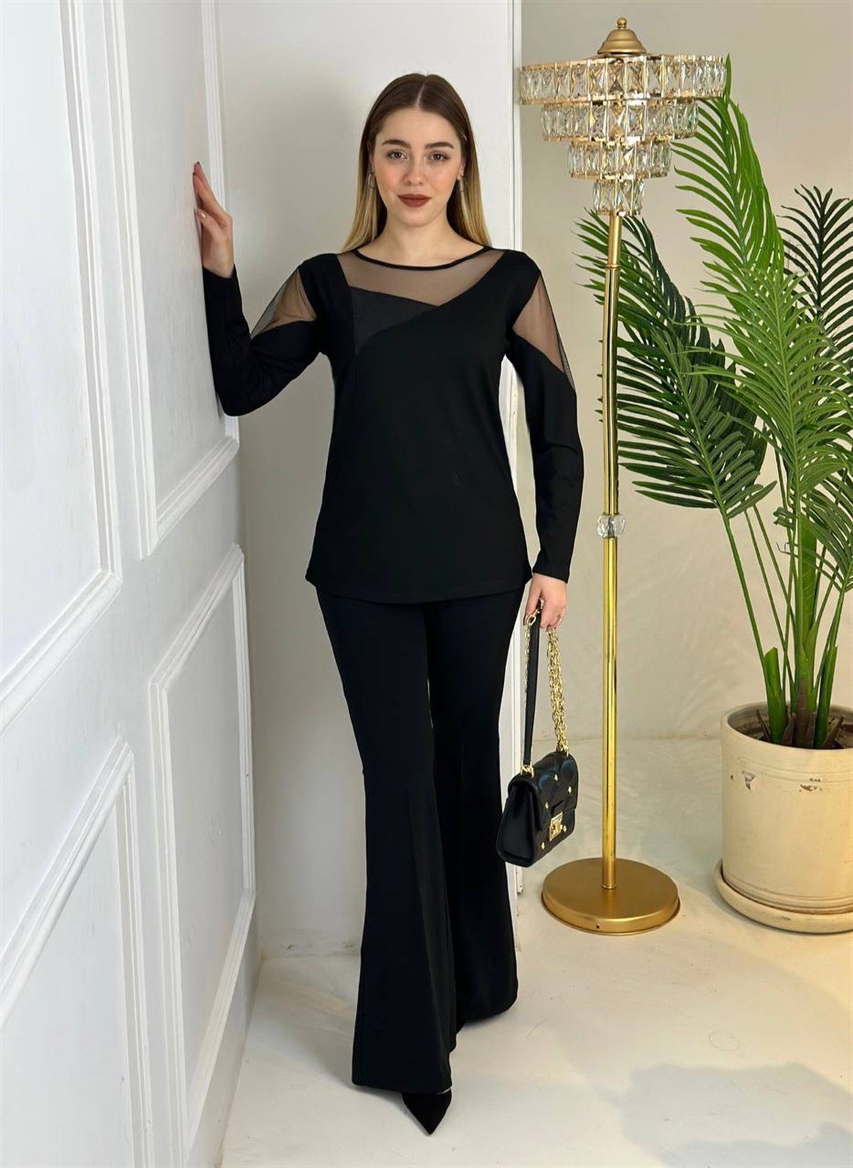 3962 Derili transparan siyah bluzssdfgv