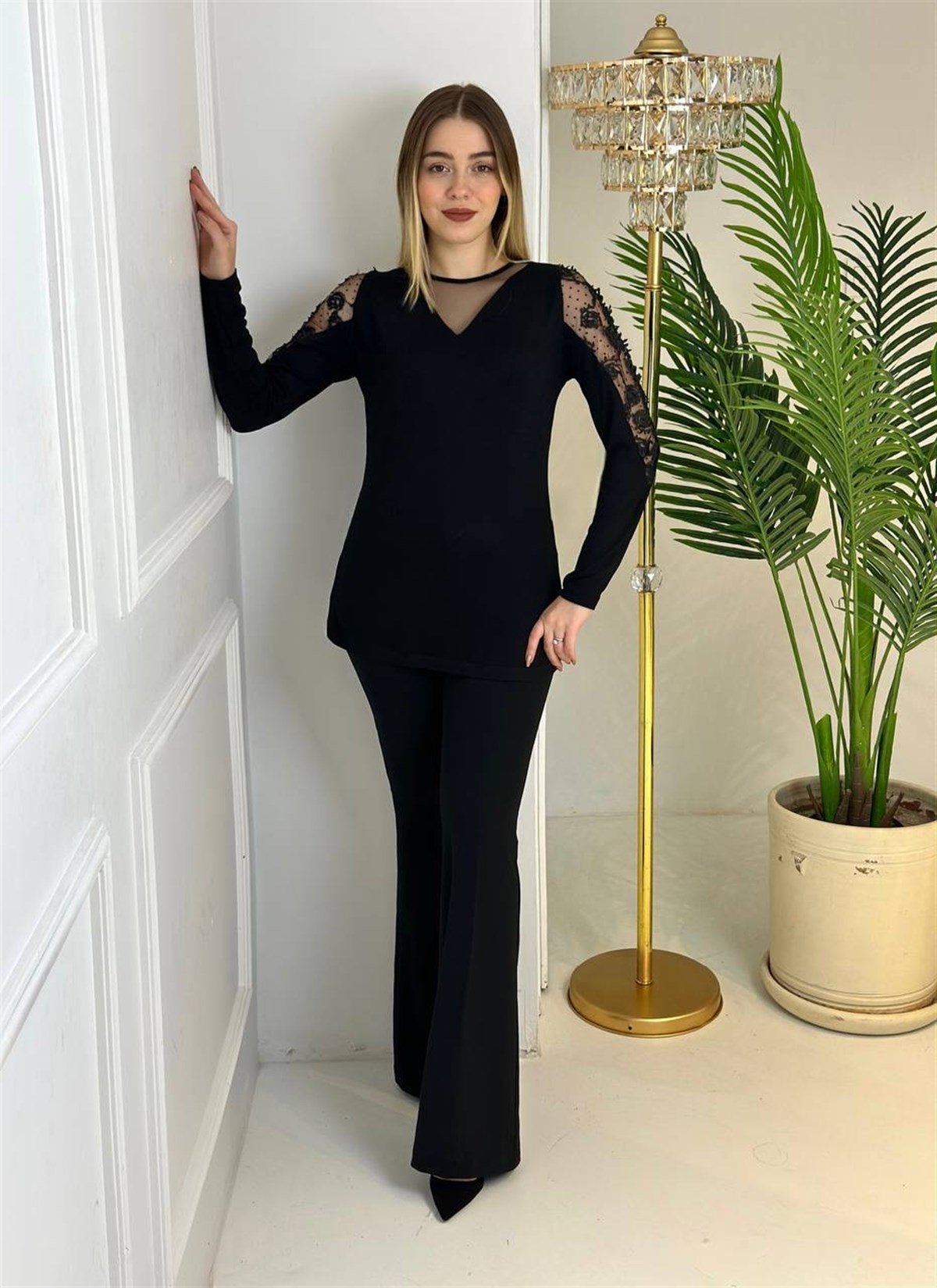 3963 v yaka kol detaylı bluzssdfgv