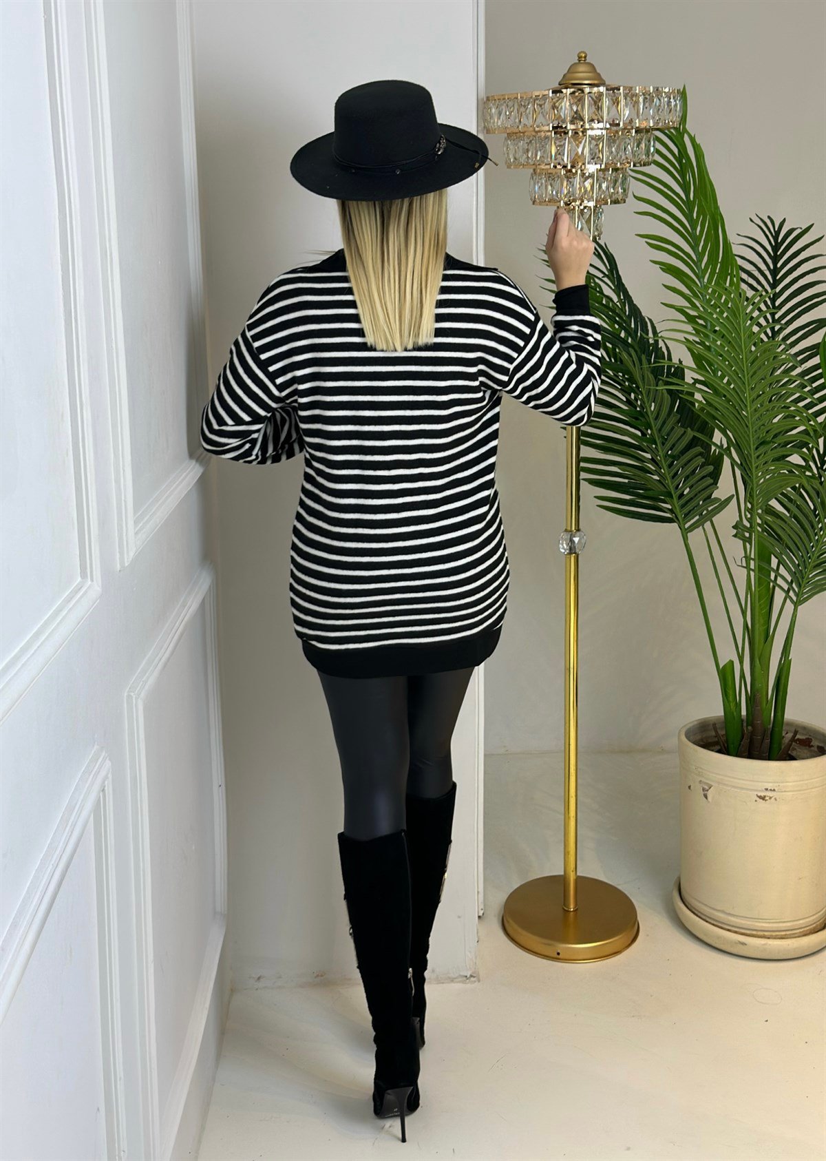 3965 Polo yaka çizgili bluzssdfgv