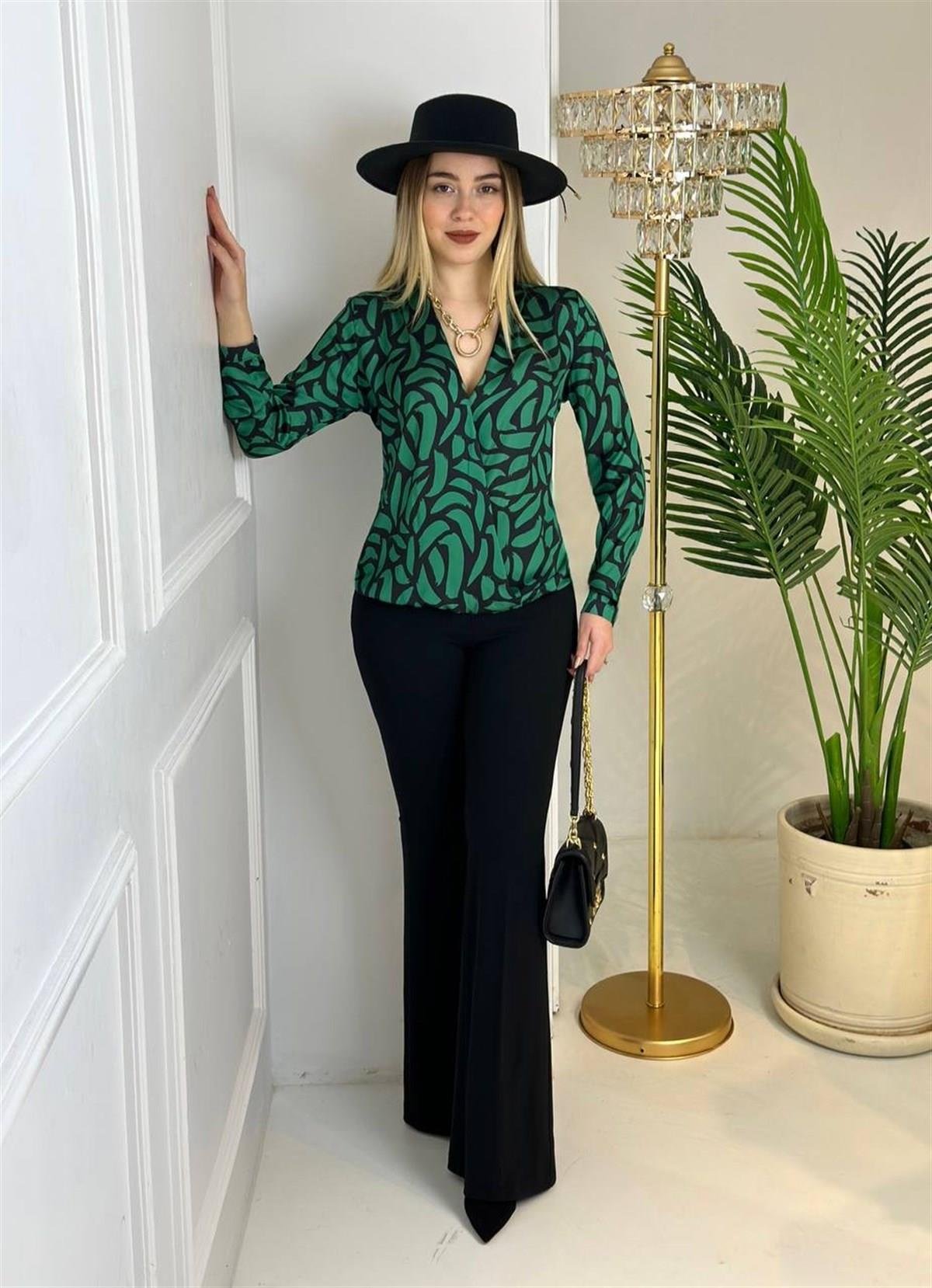 3966 Pamuk saten yeşil gömlekssdfgv