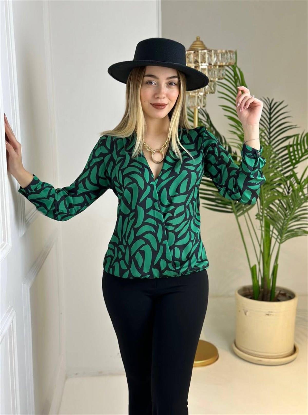 3966 Pamuk saten yeşil gömlekssdfgv