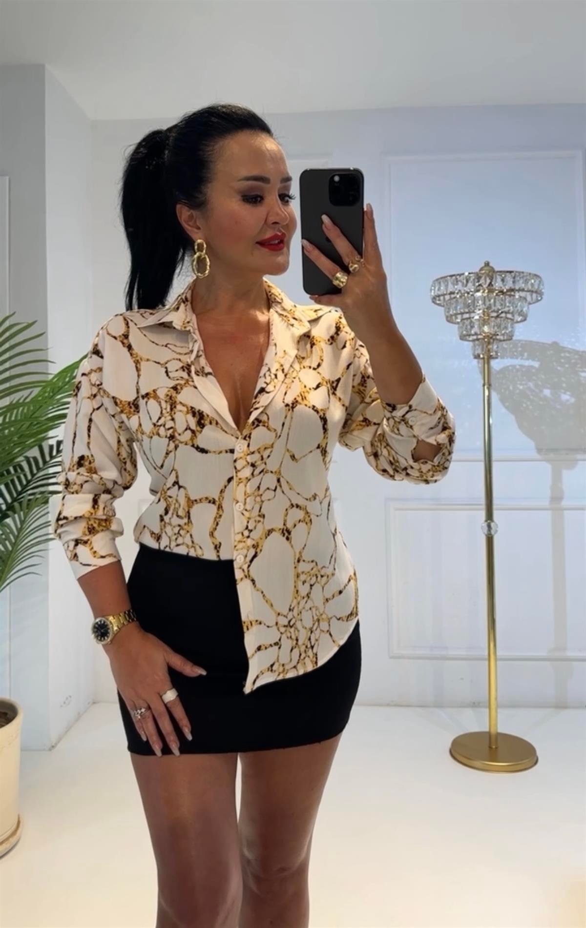 3980 Desenli beyaz üzeri sarı  gömlekdef45ty54y5