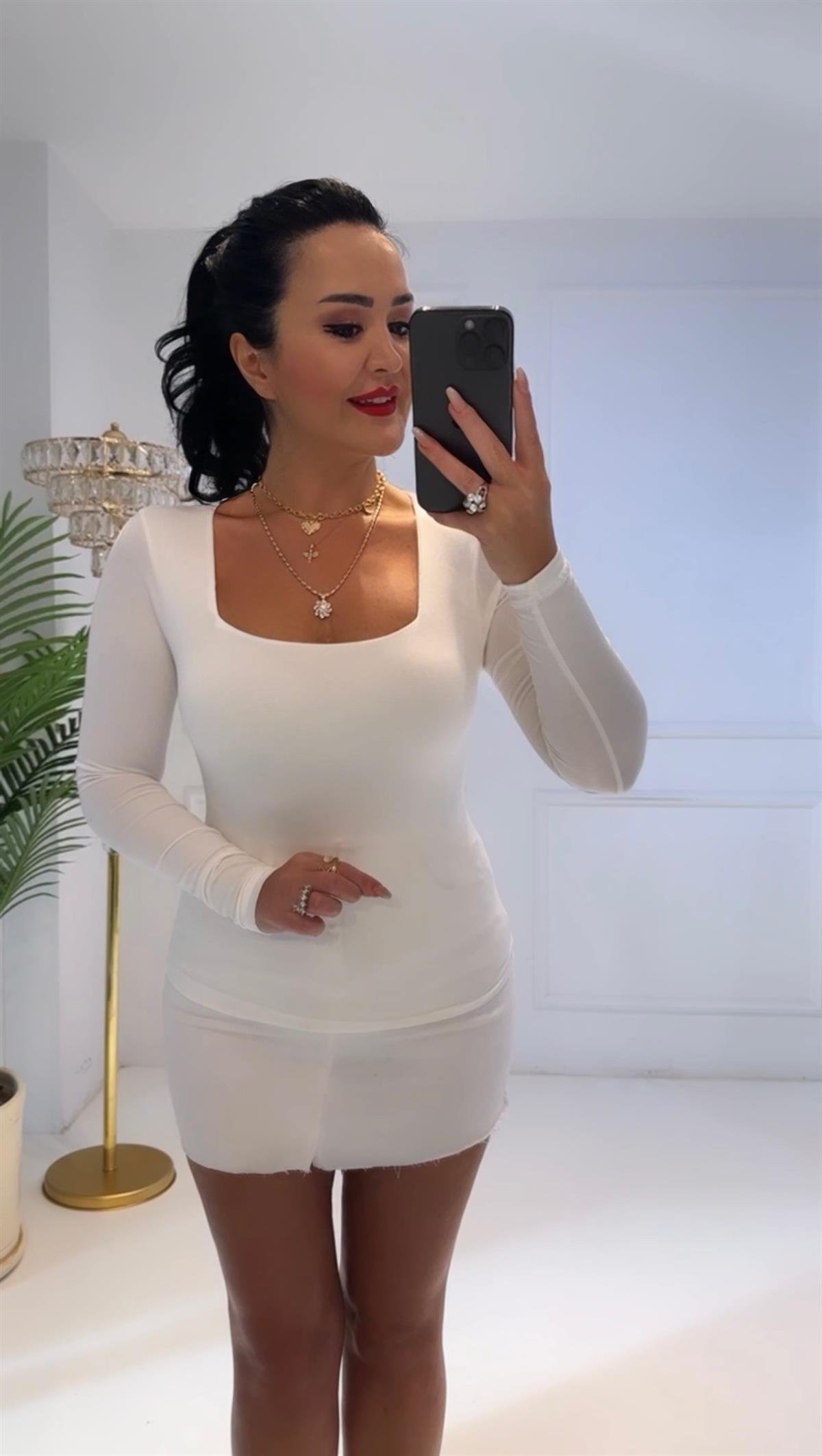 4020 U yaka beyaz bluzdef45ty54y5