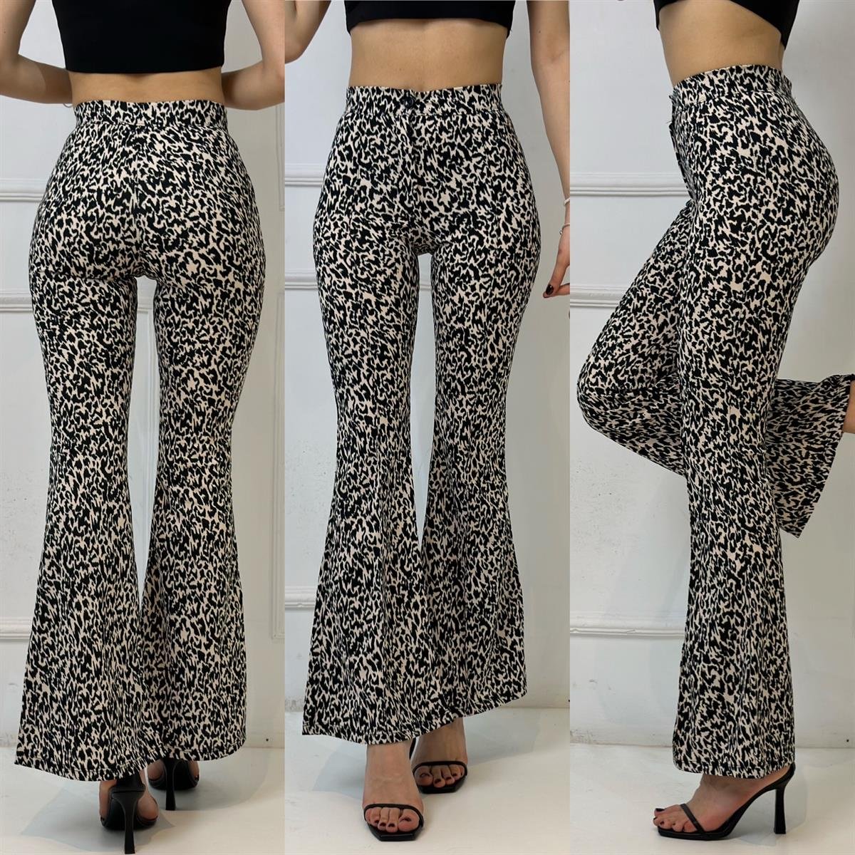 4038 İspanyol paça leopar desenli  pantolonssdfgd
