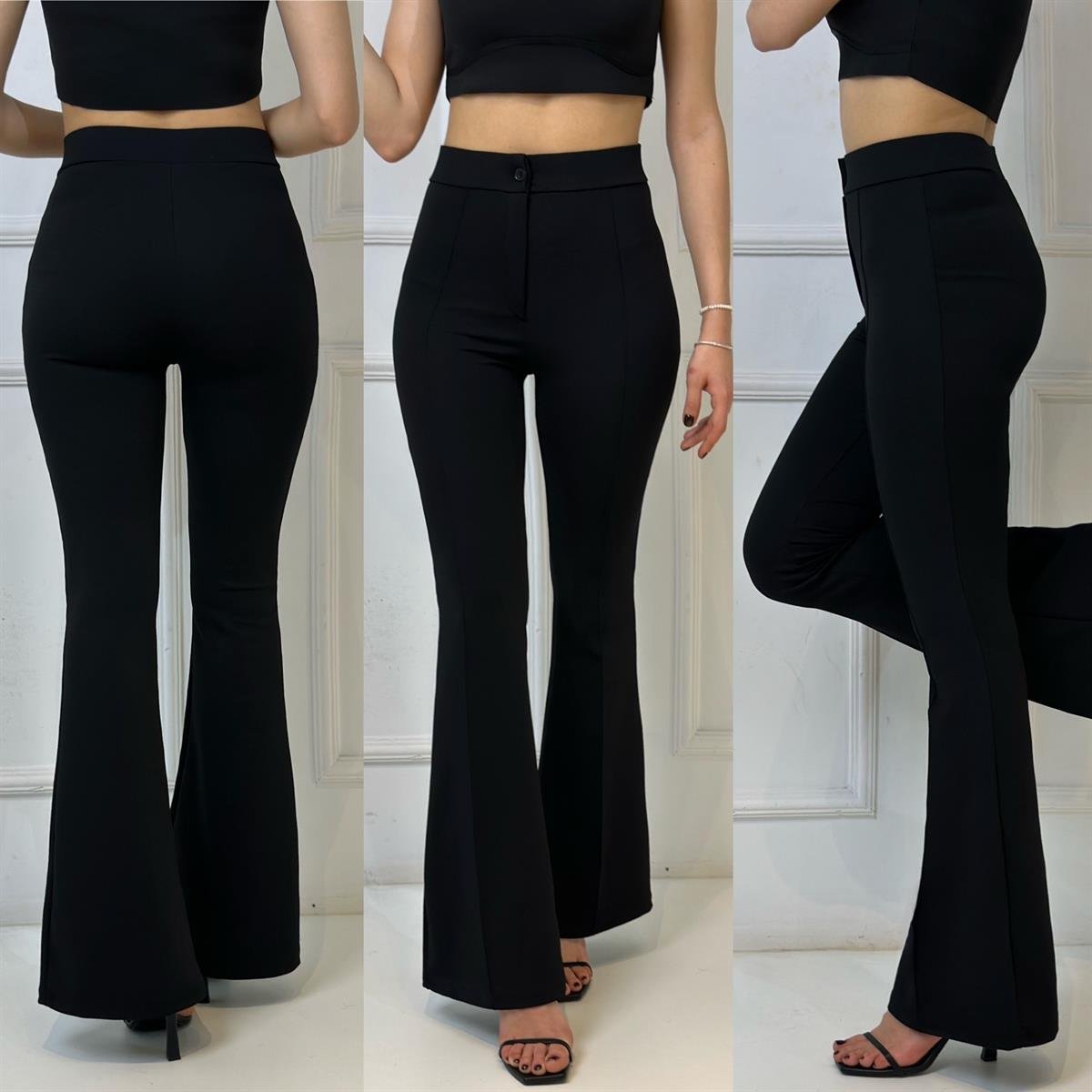 4039 İspanyol paça siyah desenli  pantolonssdfgd