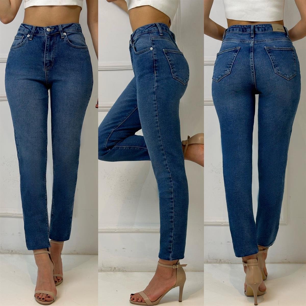 4041 Yüksek bel boyfriend koyu mavi  pantolonssdfgd