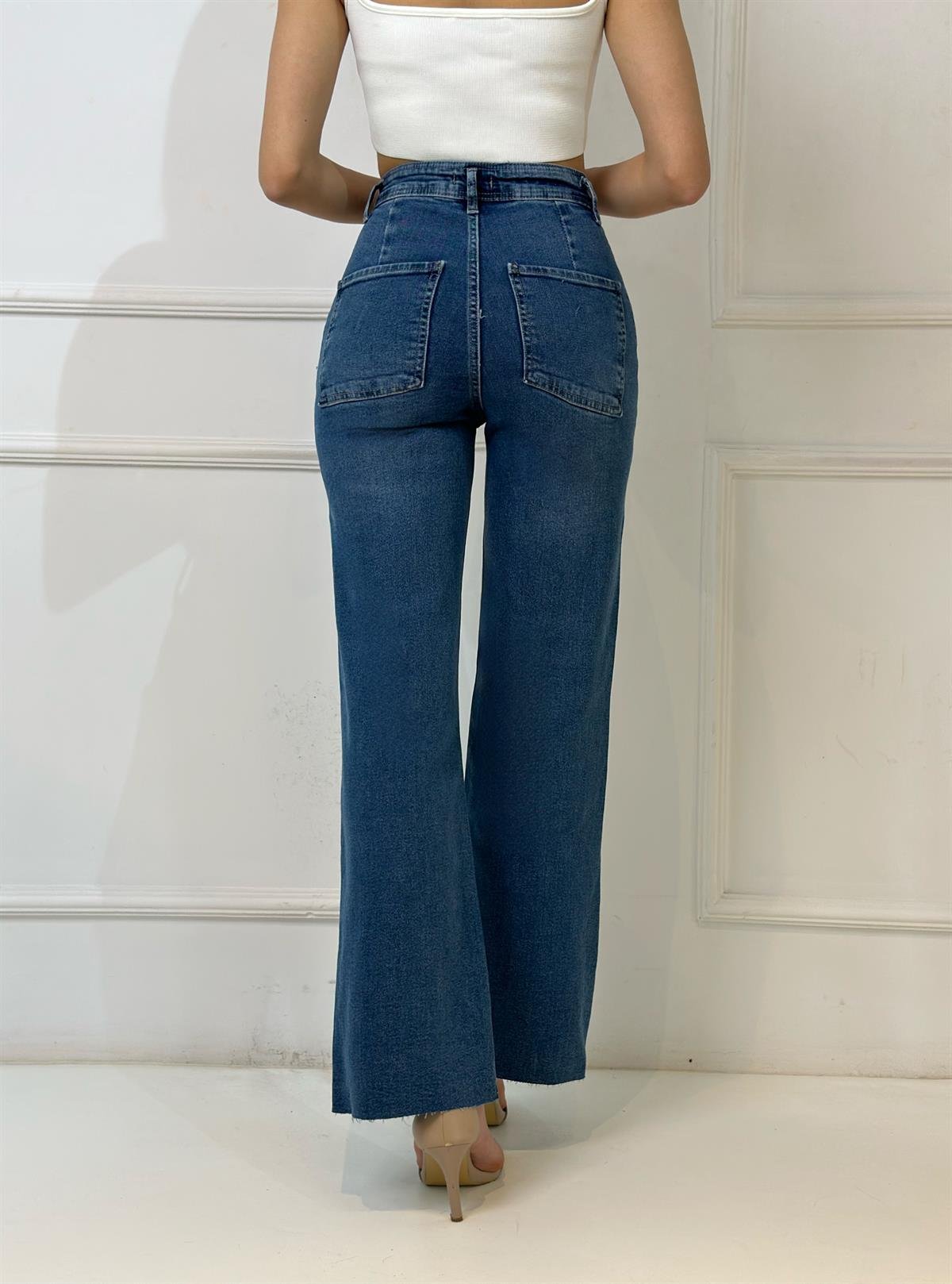 4043 Bol paça mavi pantolon5645RFEDF