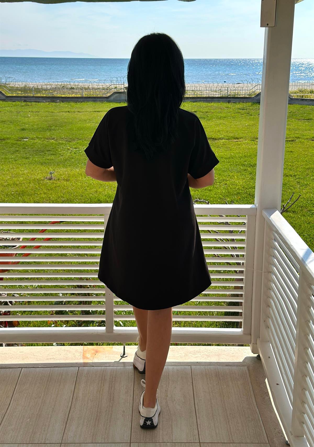 4124 Baskılı siyah tunikSösödöm