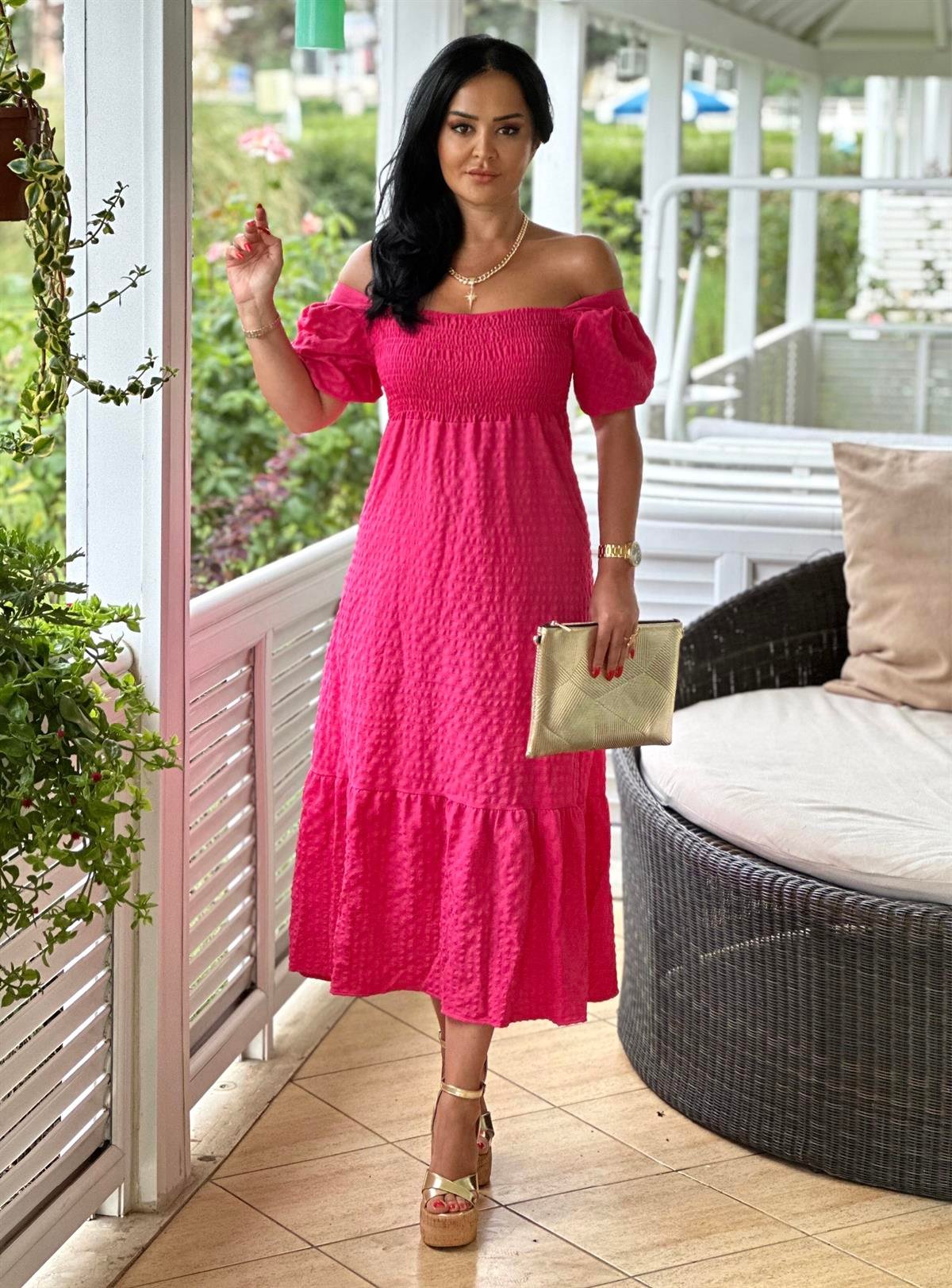 4150   Gofreli pembe elbisegfsdfsfsdggfds