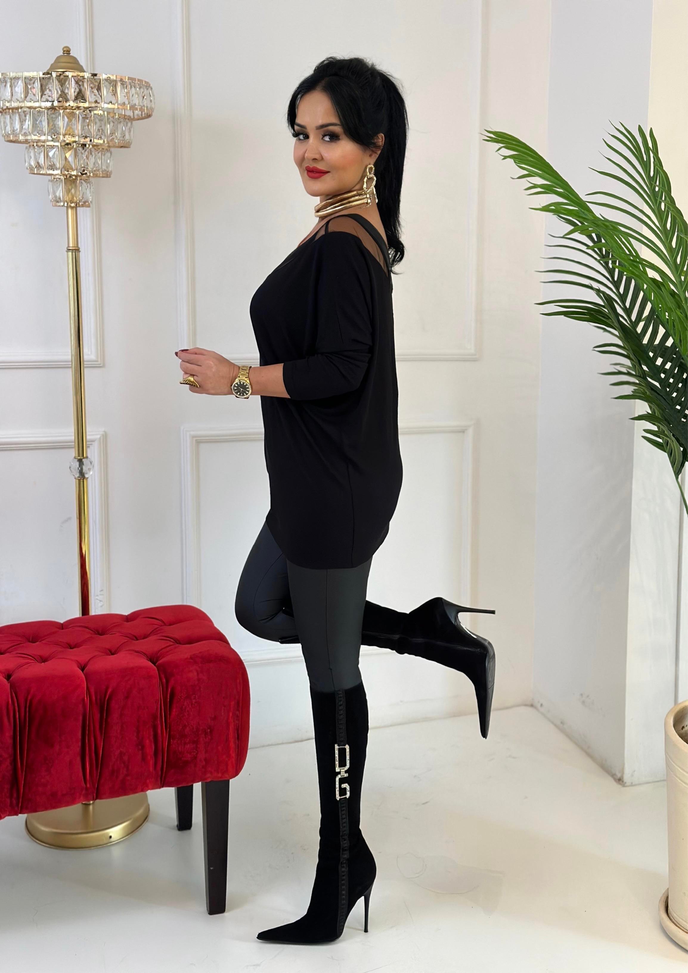 4153 SİYAH   V YAKA YARIM KOL BLUZökglflkf