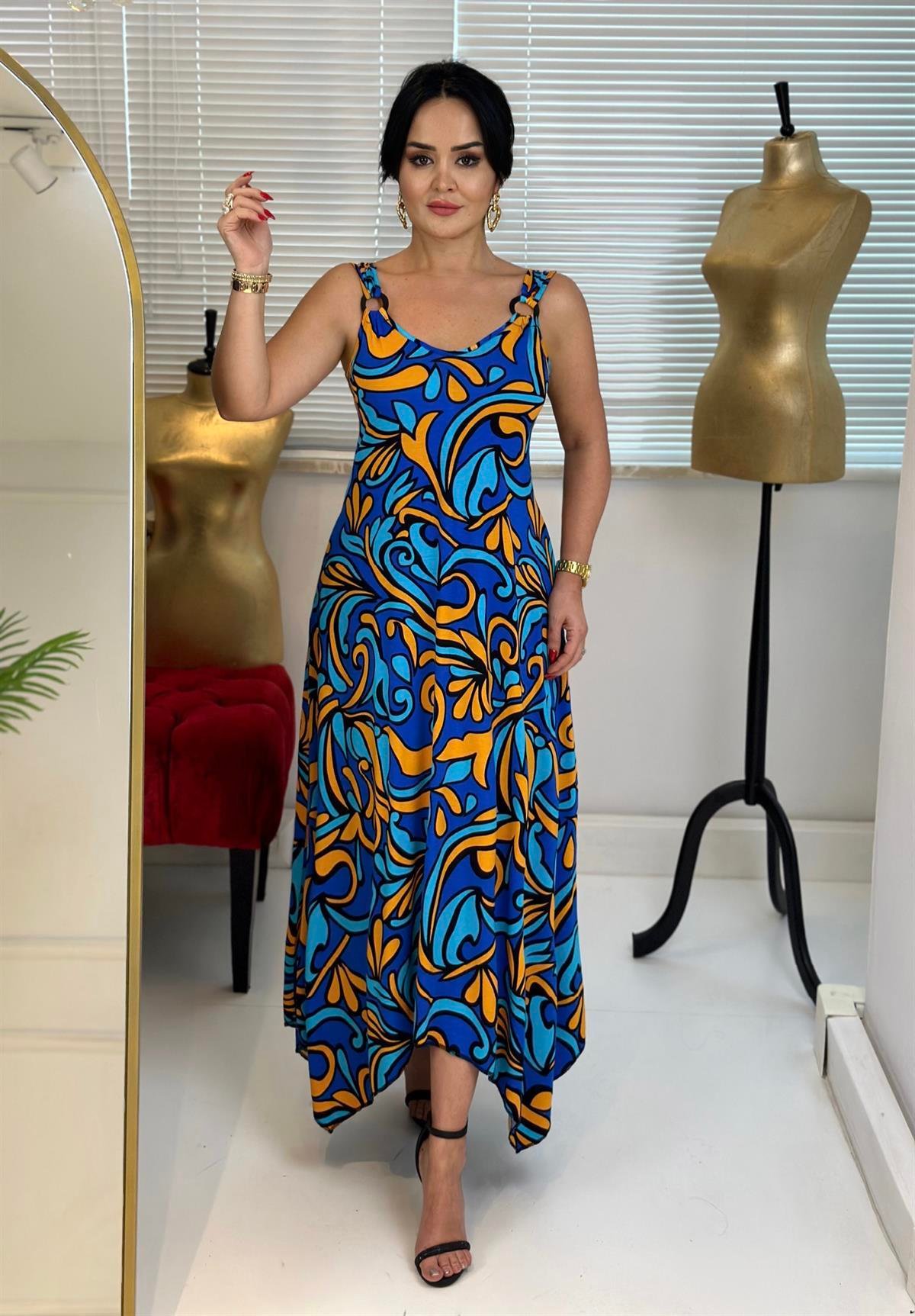 4166 Yazlık rahat kalıp okyonus çiçekli elbiseJRHURFT7RFTGFUY