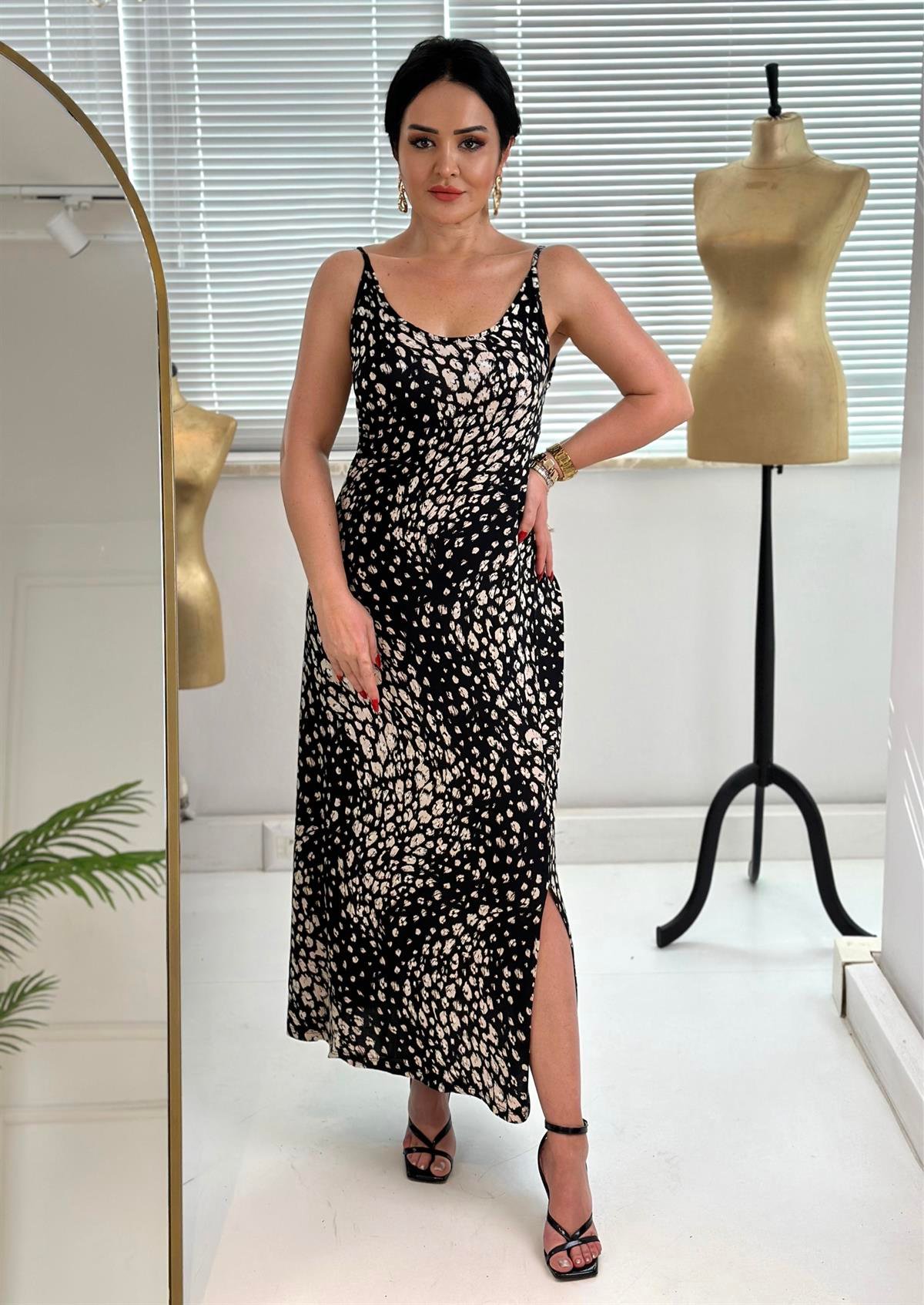 4223 İp askılı rahat kalıp pamuk viskon  elbiseJRHURFT7RFTGFUY