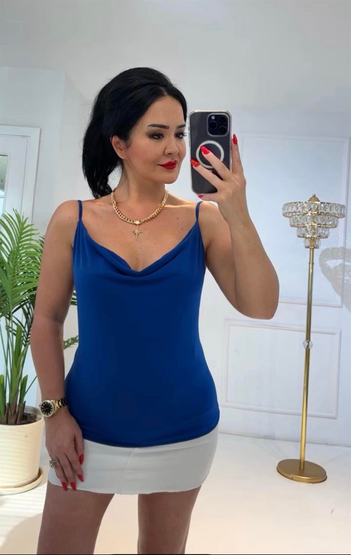 4226 Degaje yaka indigo bluzRFTGRFDGX