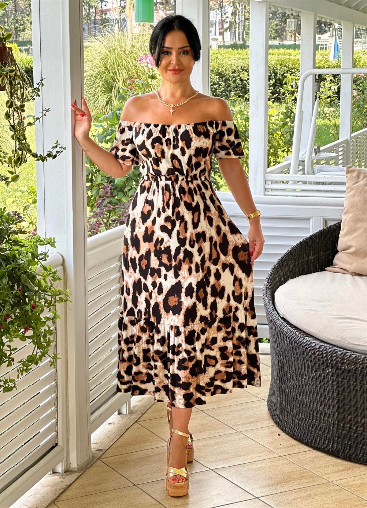 4231 Omuz dekolteli  leoapar  pamuk viskon elbise JRHURFT7RFTGFUY