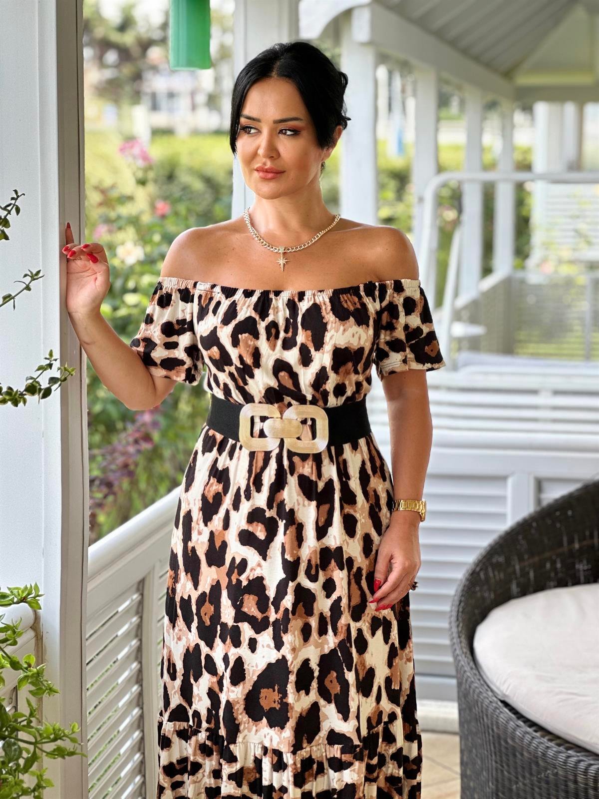 4231 Omuz dekolteli  leoapar  pamuk viskon elbise JRHURFT7RFTGFUY