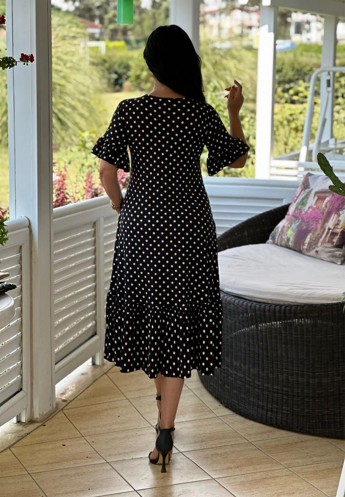 4236 Yazlık  rahat kalıp  volanlı  elbiseJRHURFT7RFTGFUY