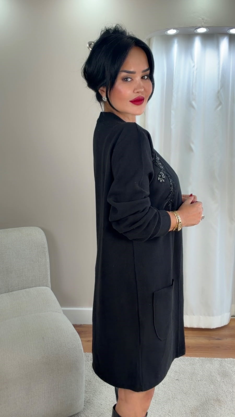 4282 Taşlı Çiçek Detaylı Hırka4282