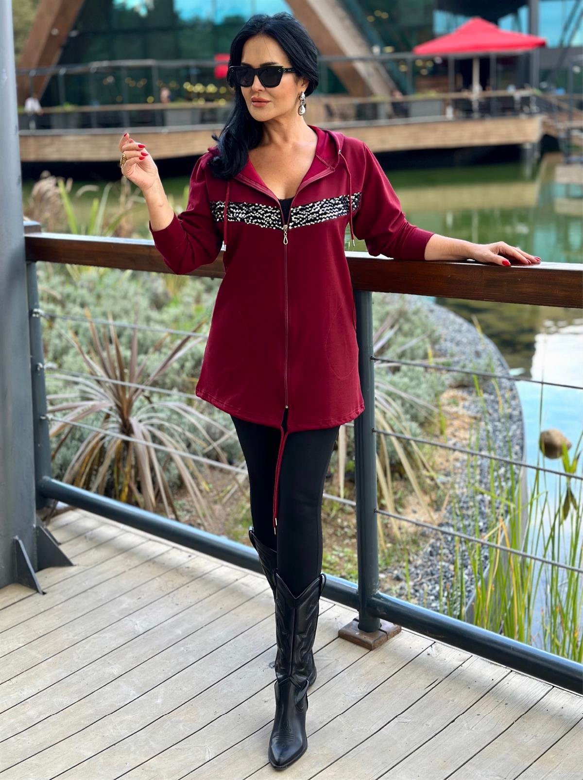 4310  Fermuarlı bordo  hırkasnsdjd