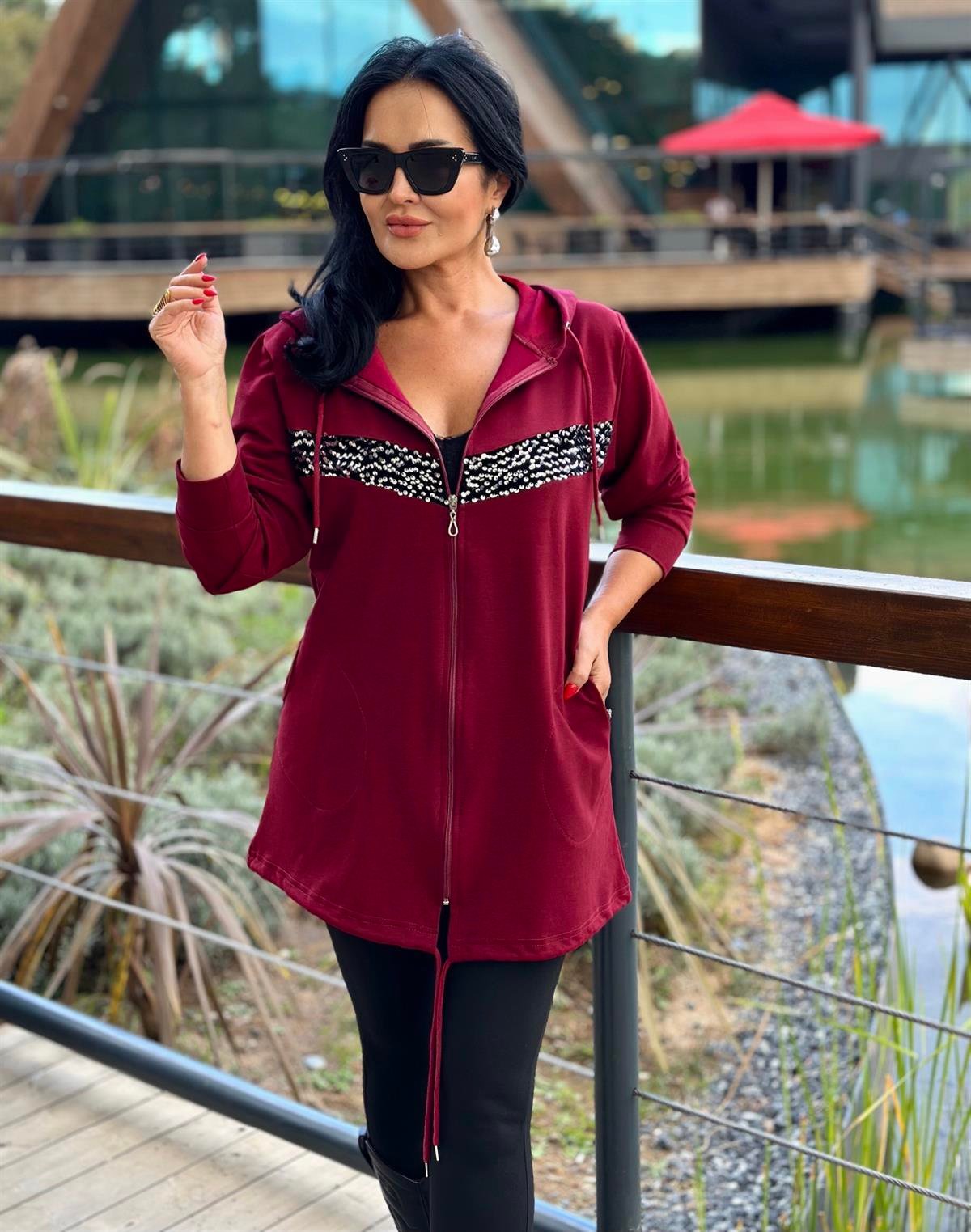 4310  Fermuarlı bordo  hırkasnsdjd