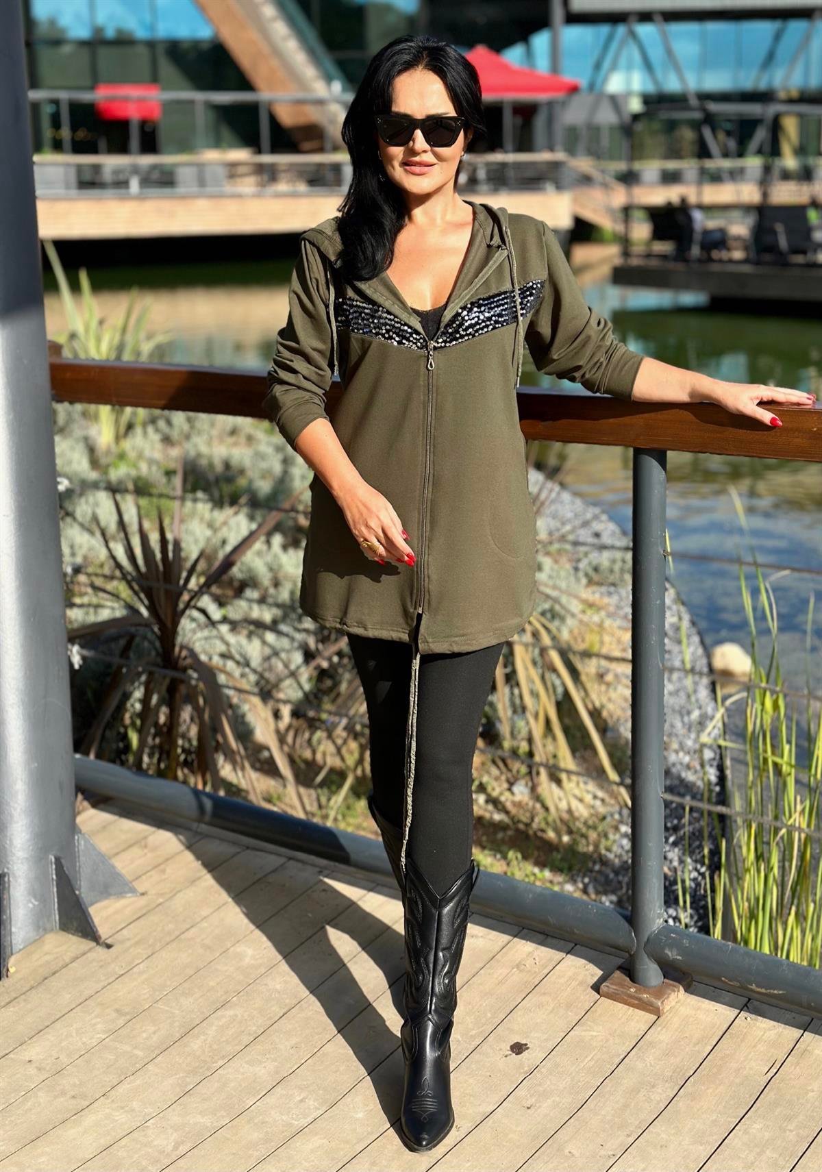 4310  Fermuarlı haki yeşil   hırkasnsdjd