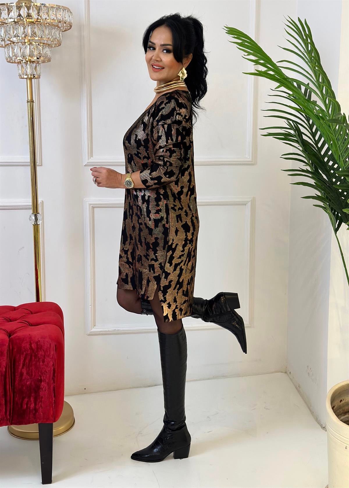 4322 bakır lightning desenli tunikKemdmsmdm